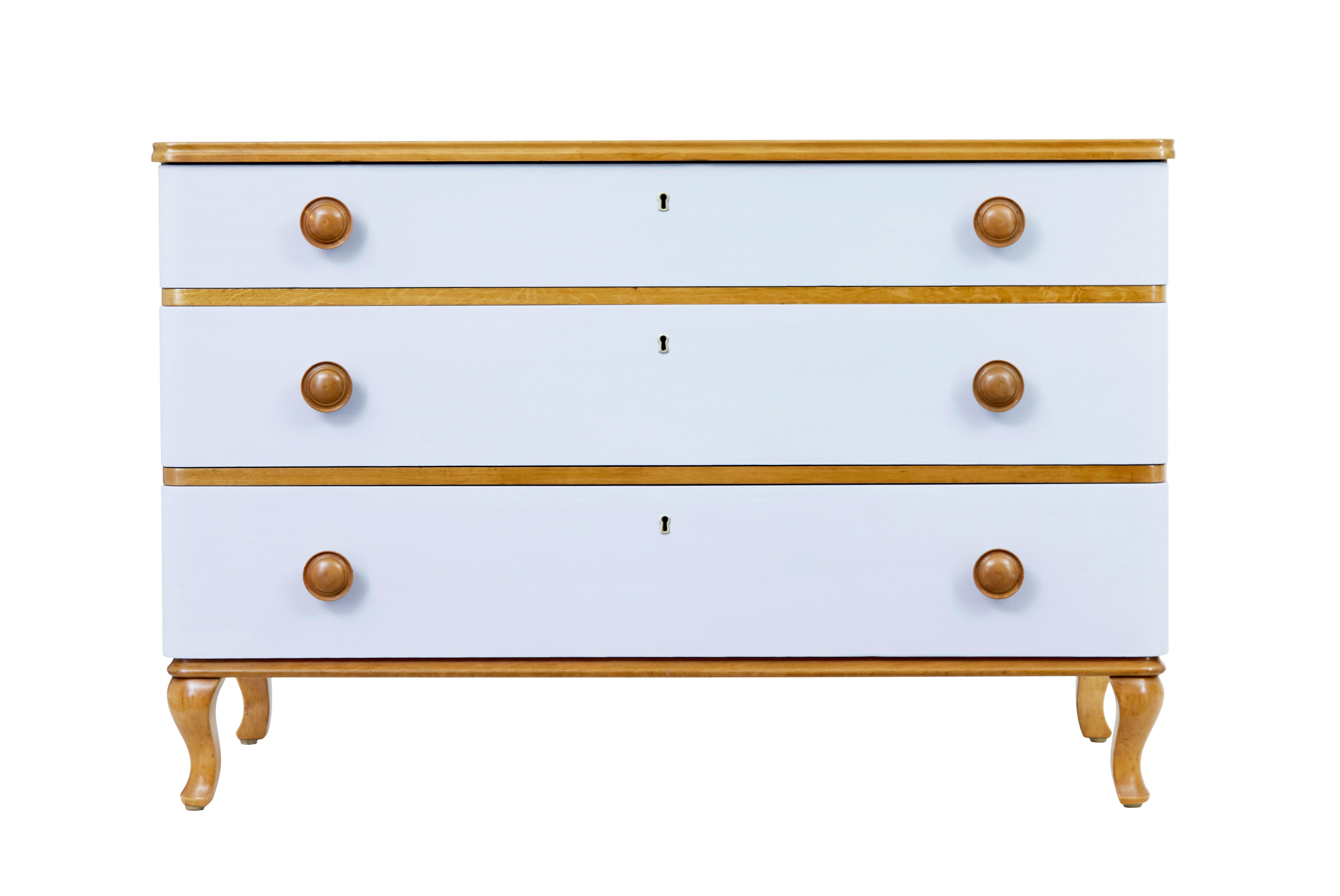 Mid-Century Modern Mid century Scandinavian painted birch chest of drawers For Sale