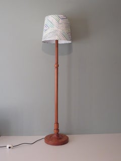 Mid Century Scandinavian Pine Floor Lamp with Bespoke Lampshade