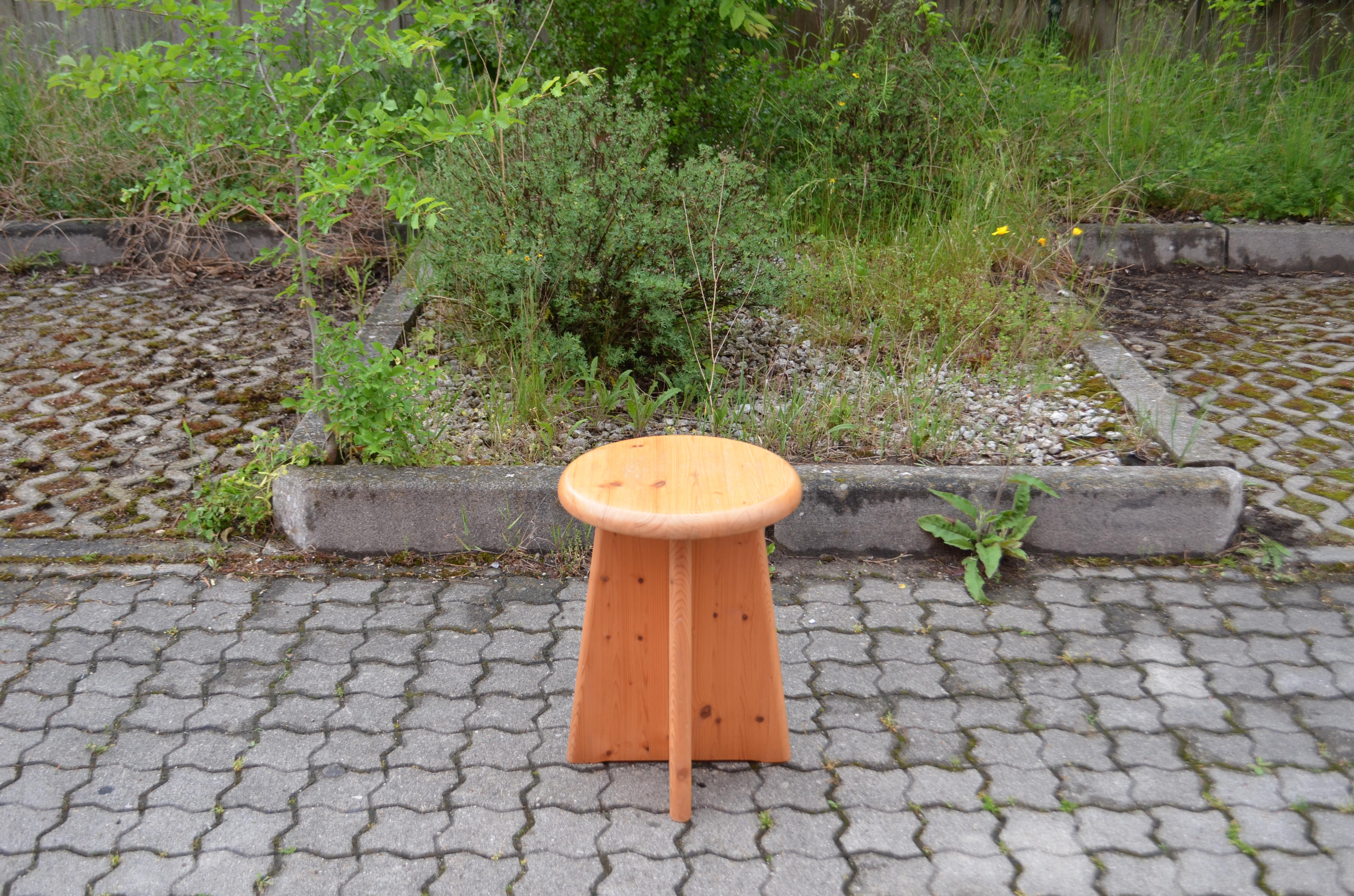Scandinavian Modern Mid Century Scandinavian Pine Minimalist Architect Stool 1/6 For Sale