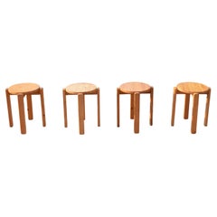 Mid Century Scandinavian Pine Stool 1/4