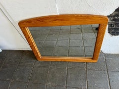 Mid century Scandinavian pine wall mirror curved top