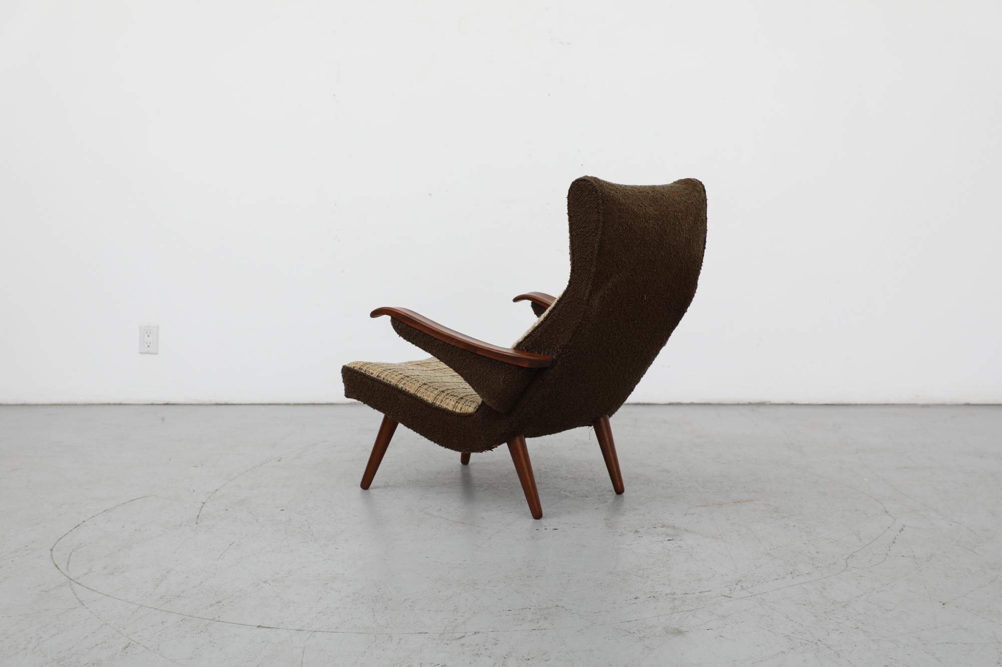 Danish Mid-Century Scandinavian Plaid Armchair with Original Upholstery