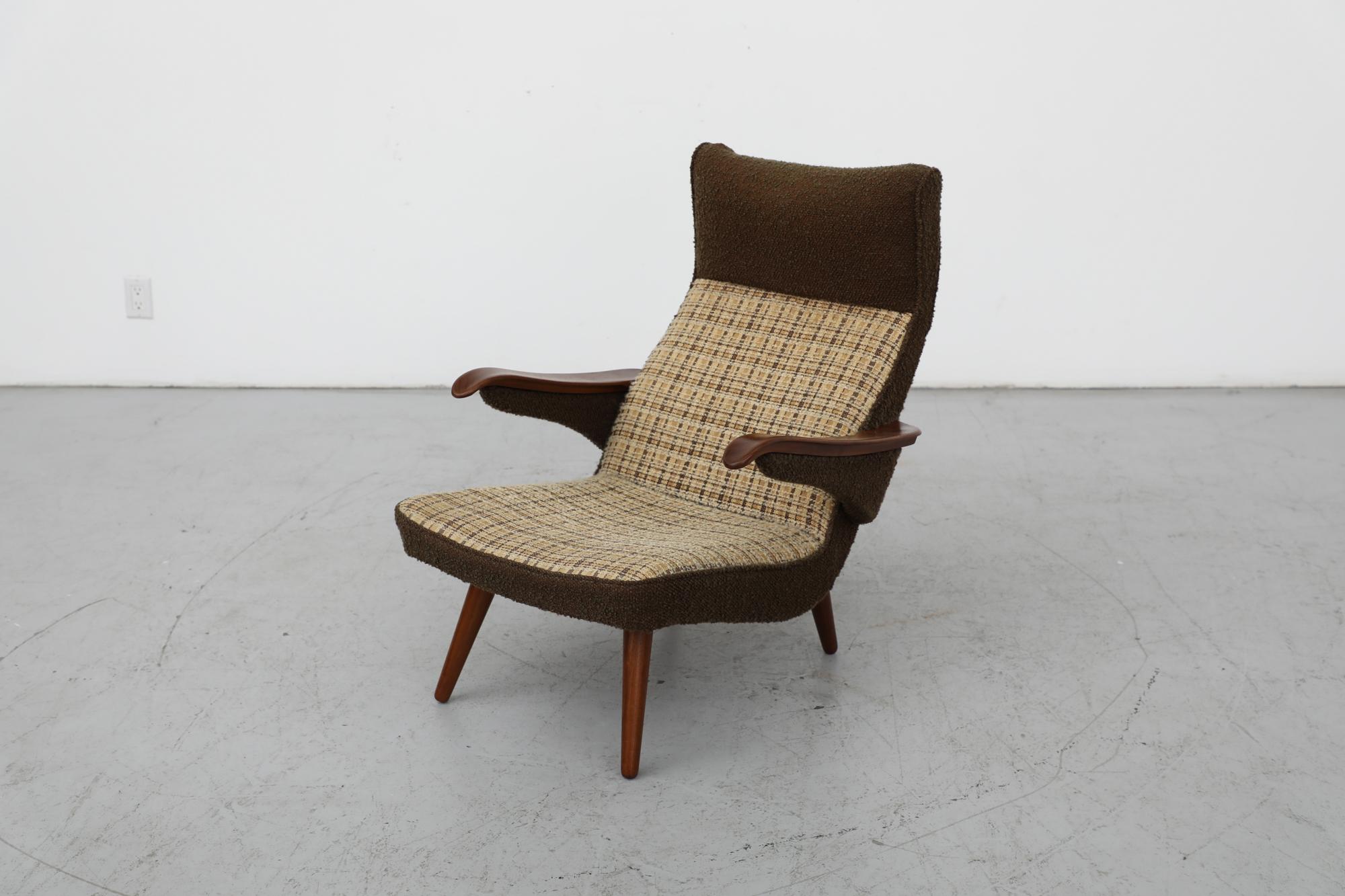Mid-20th Century Mid-Century Scandinavian Plaid Armchair with Original Upholstery