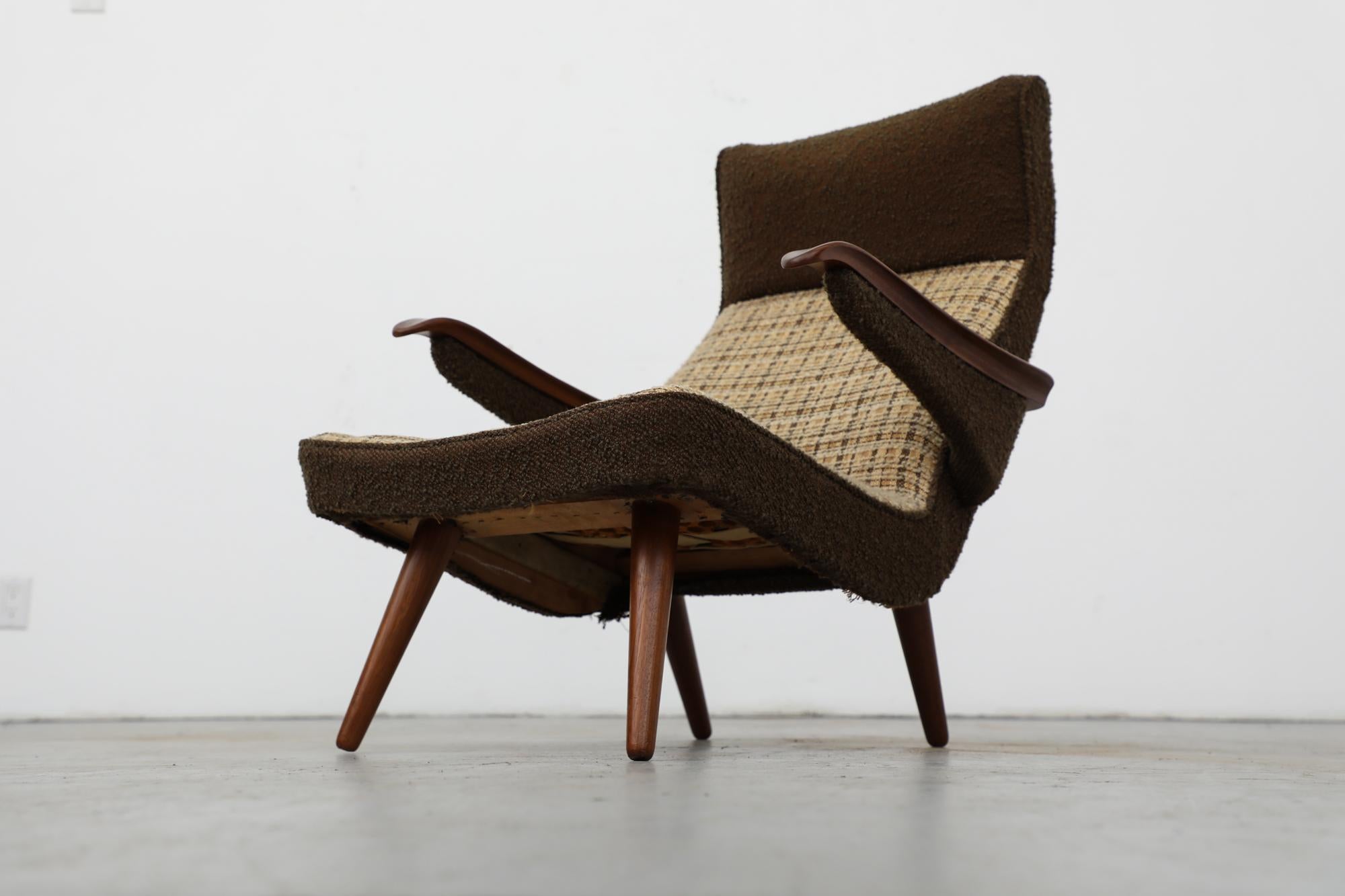 Mid-Century Scandinavian Plaid Armchair with Original Upholstery 1