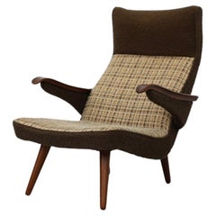 Vintage Mid-Century Scandinavian Plaid Armchair with Original Upholstery