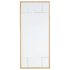 Mid century Scandinavian portrait beech framed mirror