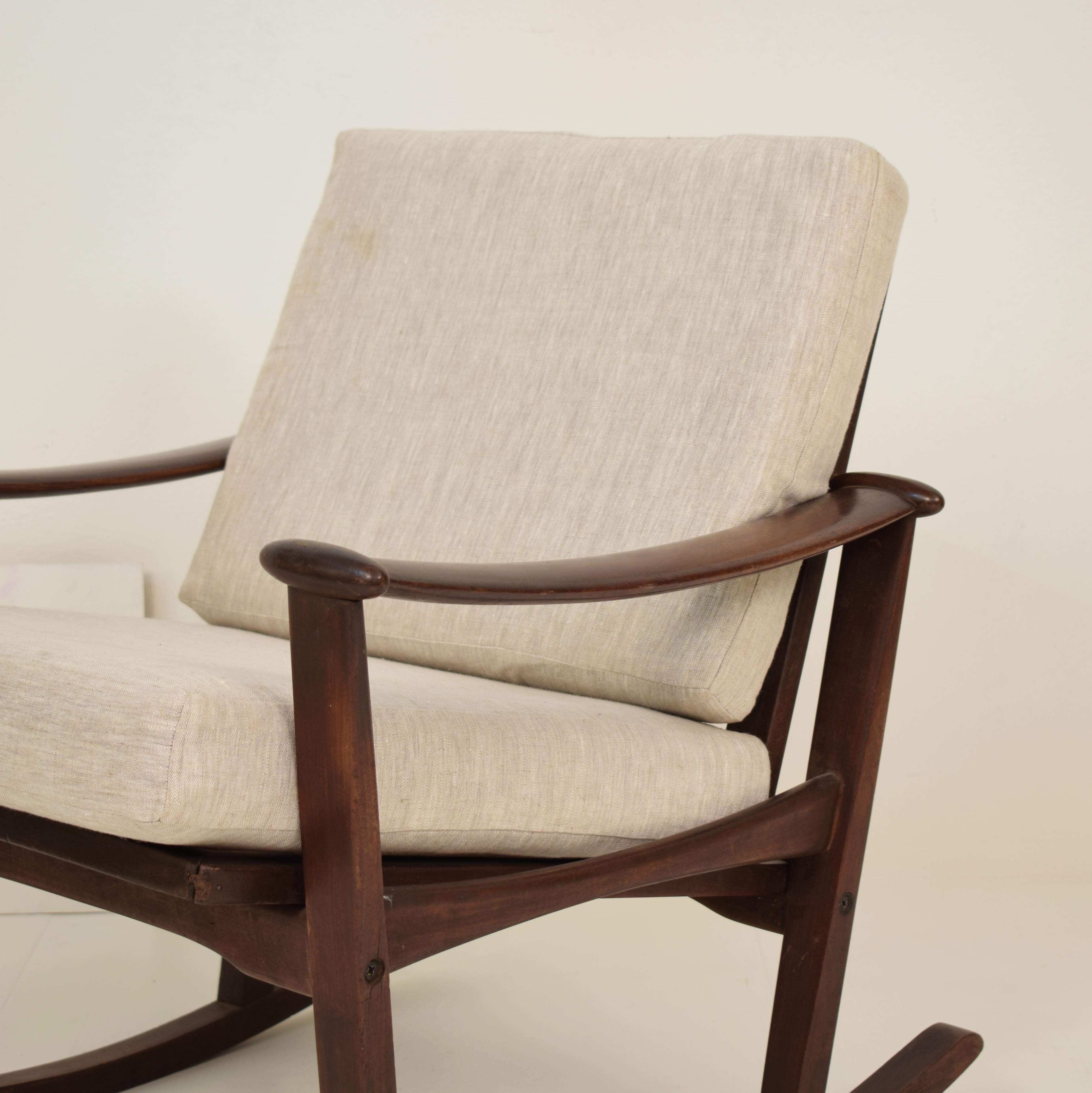 Mid-Century Modern Midcentury Scandinavian Rocking Chair by Finn Juhl Spade Chair, Denmark, 1950s