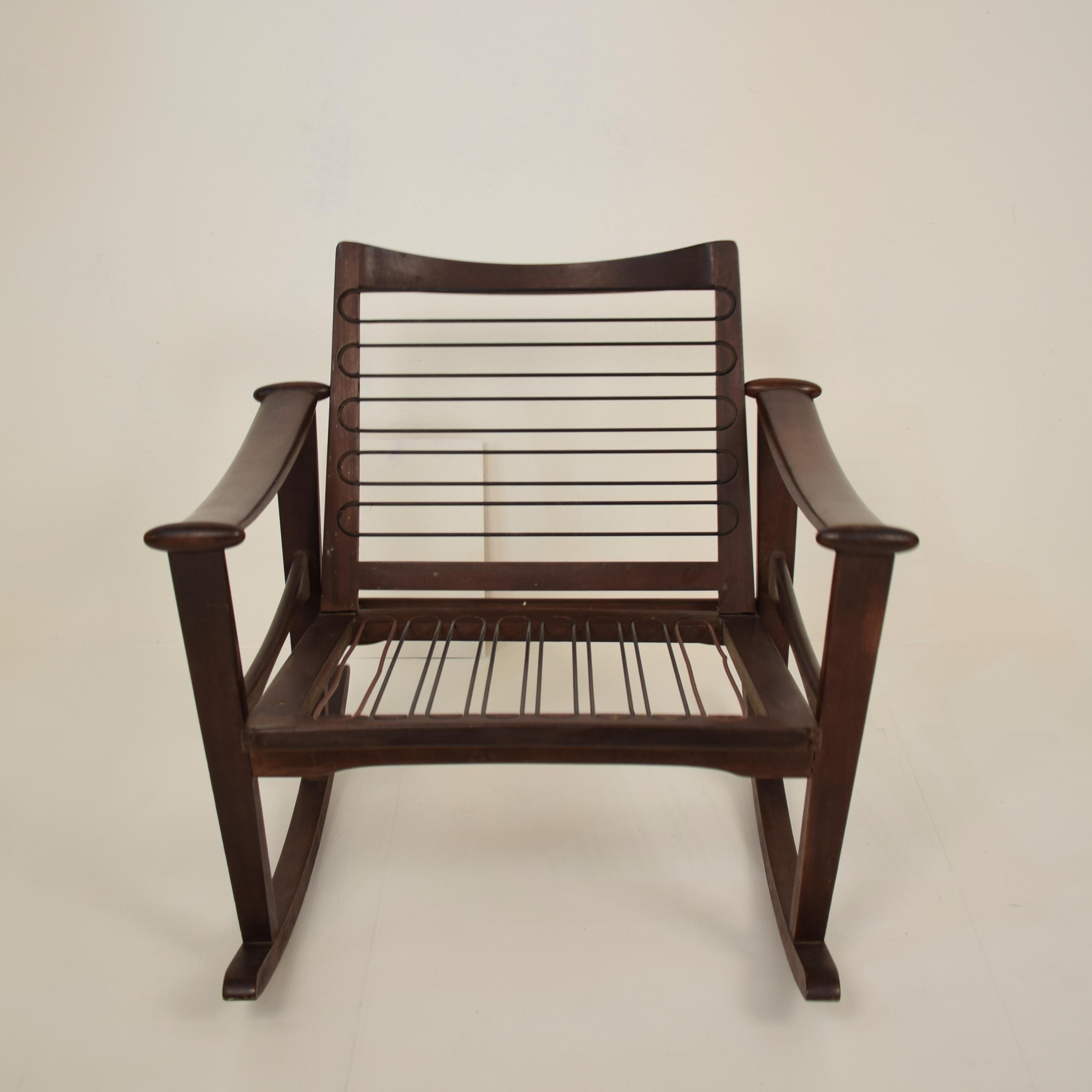 Danish Midcentury Scandinavian Rocking Chair by Finn Juhl Spade Chair, Denmark, 1950s