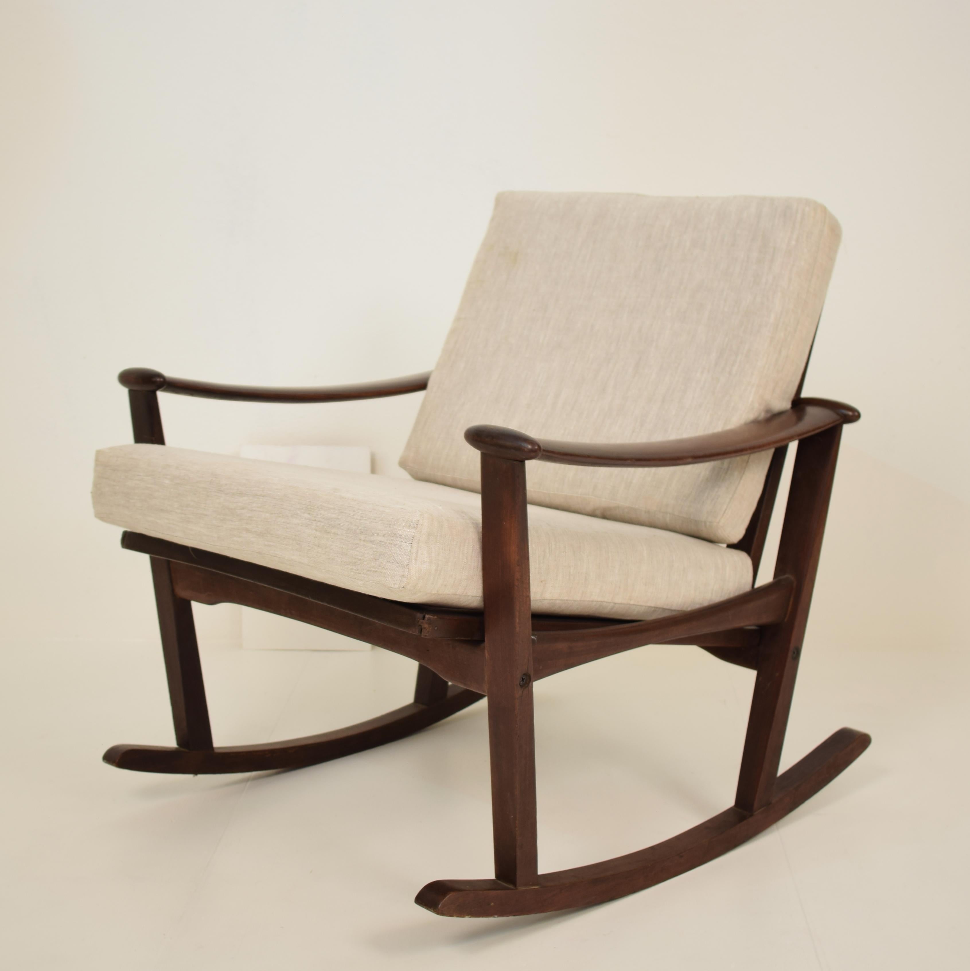 Midcentury Scandinavian Rocking Chair by Finn Juhl Spade Chair, Denmark, 1950s In Good Condition In Berlin, DE