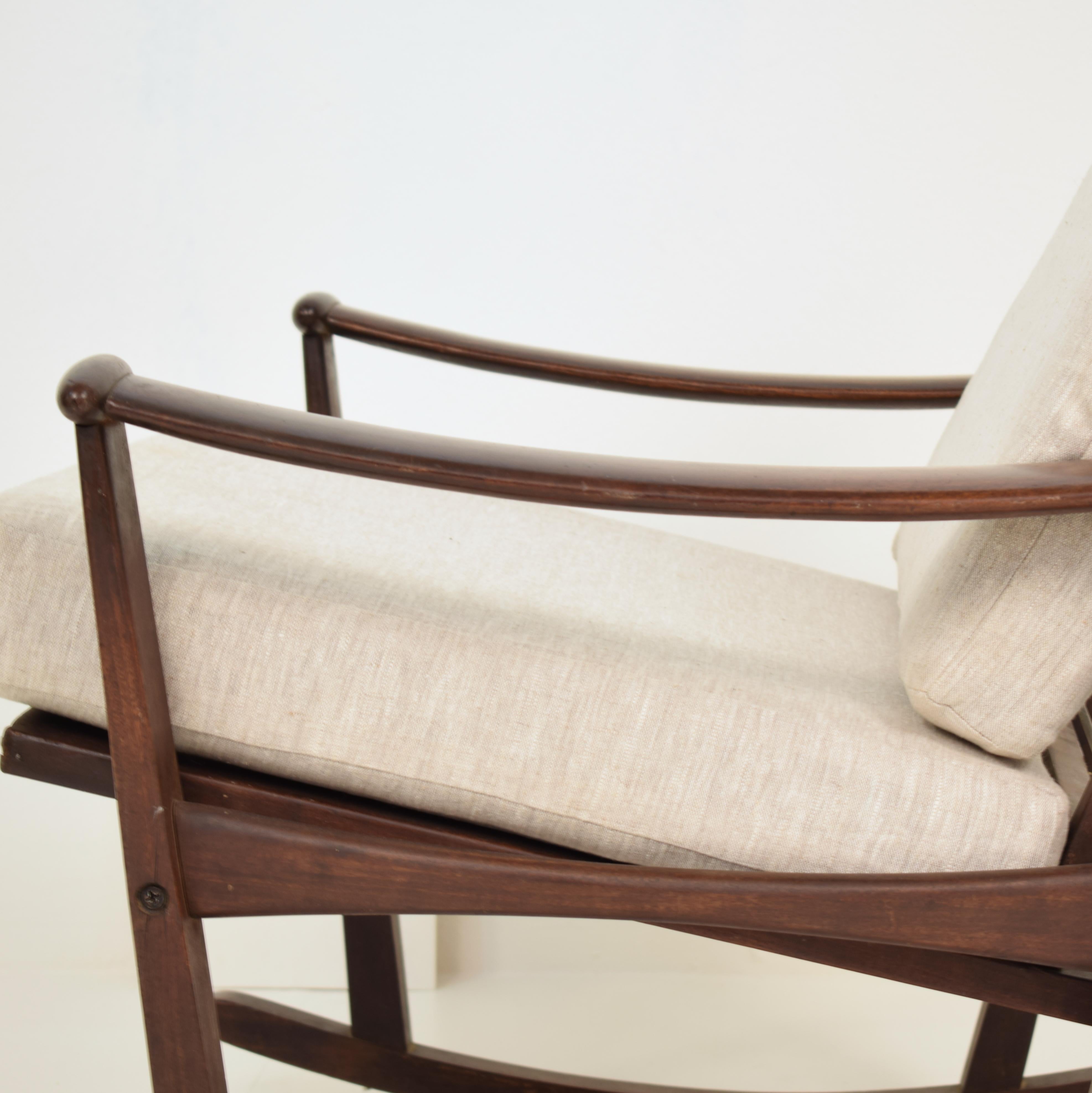 Fabric Midcentury Scandinavian Rocking Chair by Finn Juhl Spade Chair, Denmark, 1950s