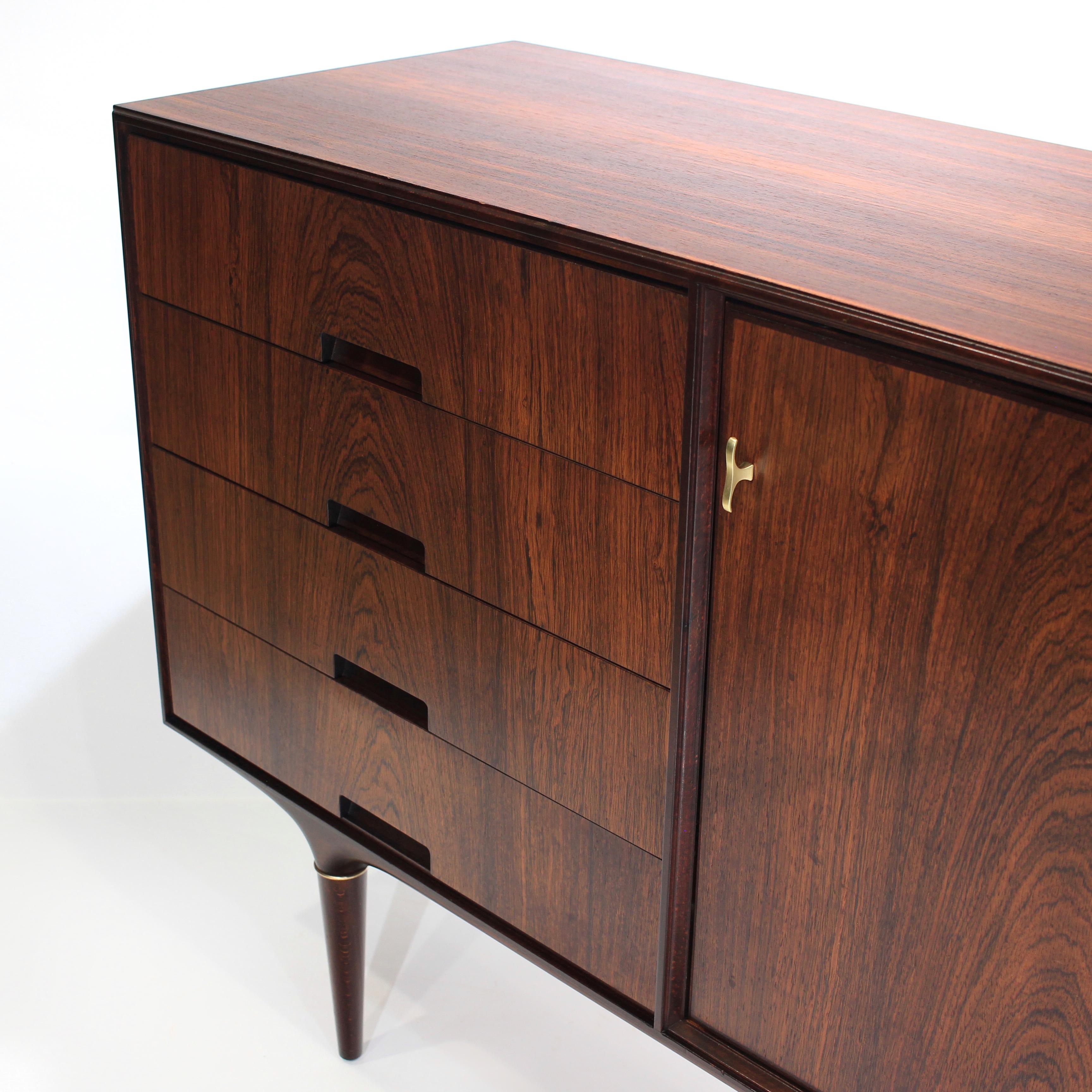 Lacquered Mid-Century Scandinavian Rosewood Credenza by Svante Skogh for Seffle of Sweden