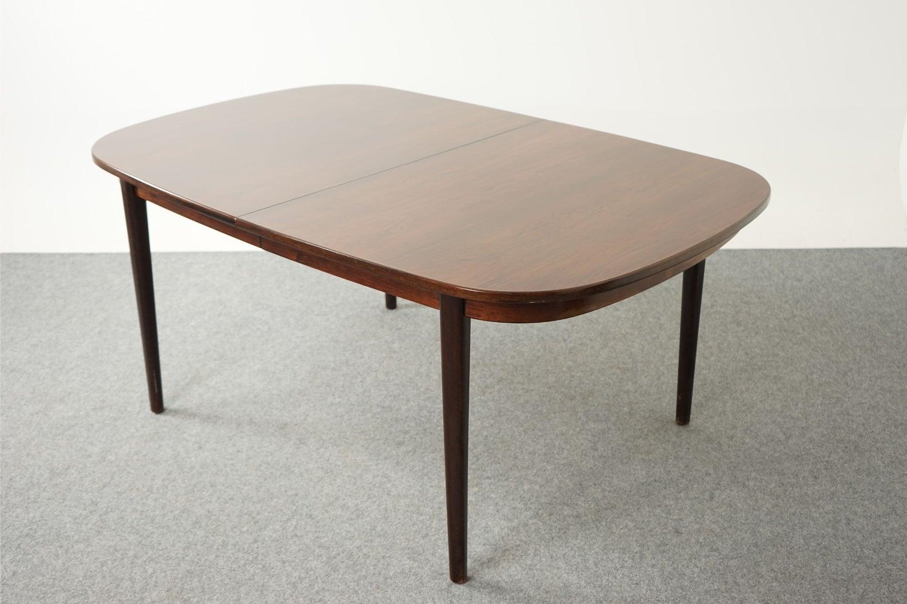 20th Century Mid-Century Scandinavian Rosewood Dining Table + Leaves