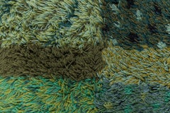 Mid-Century Scandinavian Rug Rya Pile Rug "Alvastra Green" By Marianne Richter