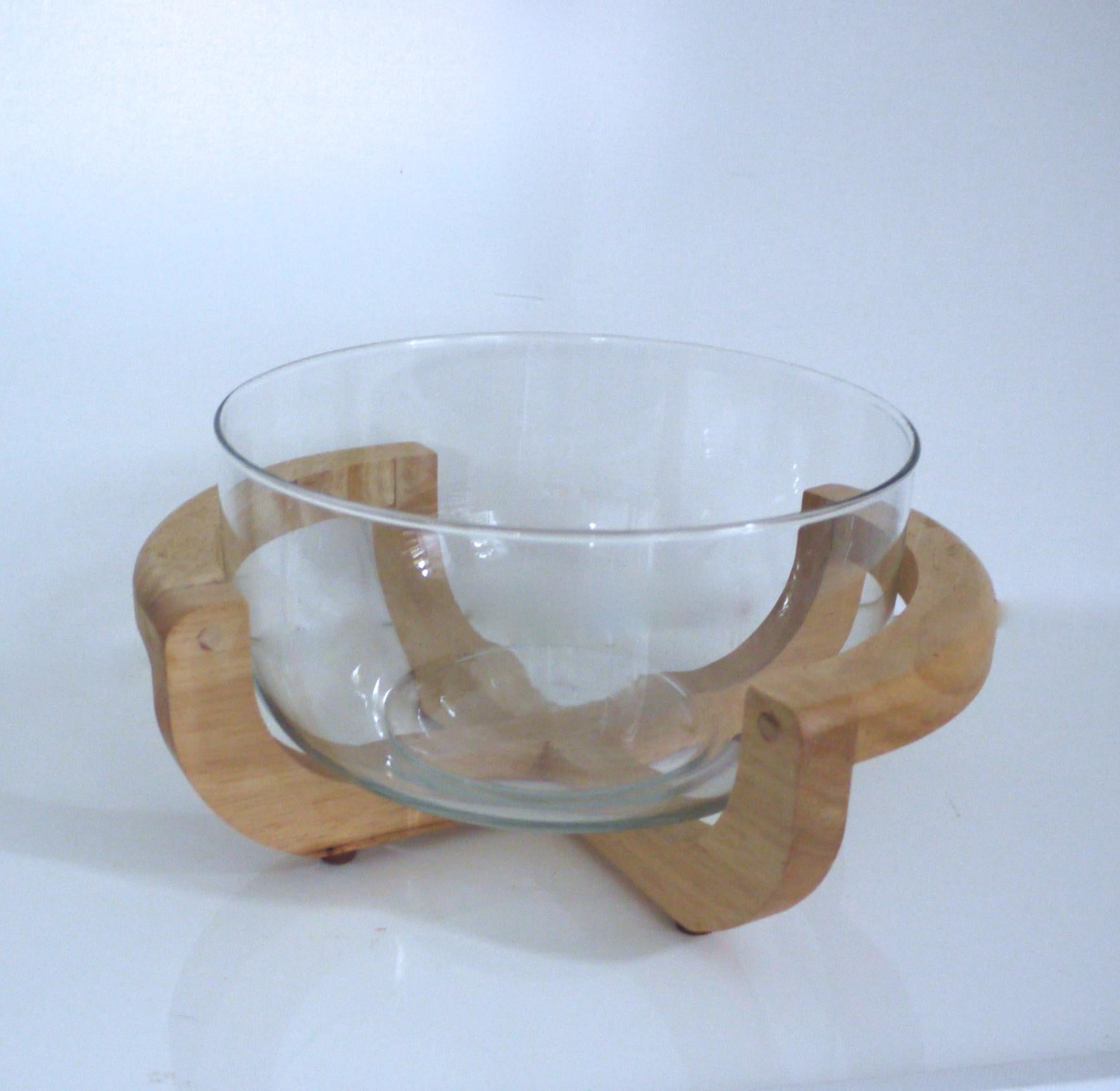 Scandinavian Modern Midcentury Scandinavian Salad Bowl with Danish Stelton Servers 'Original Box' For Sale