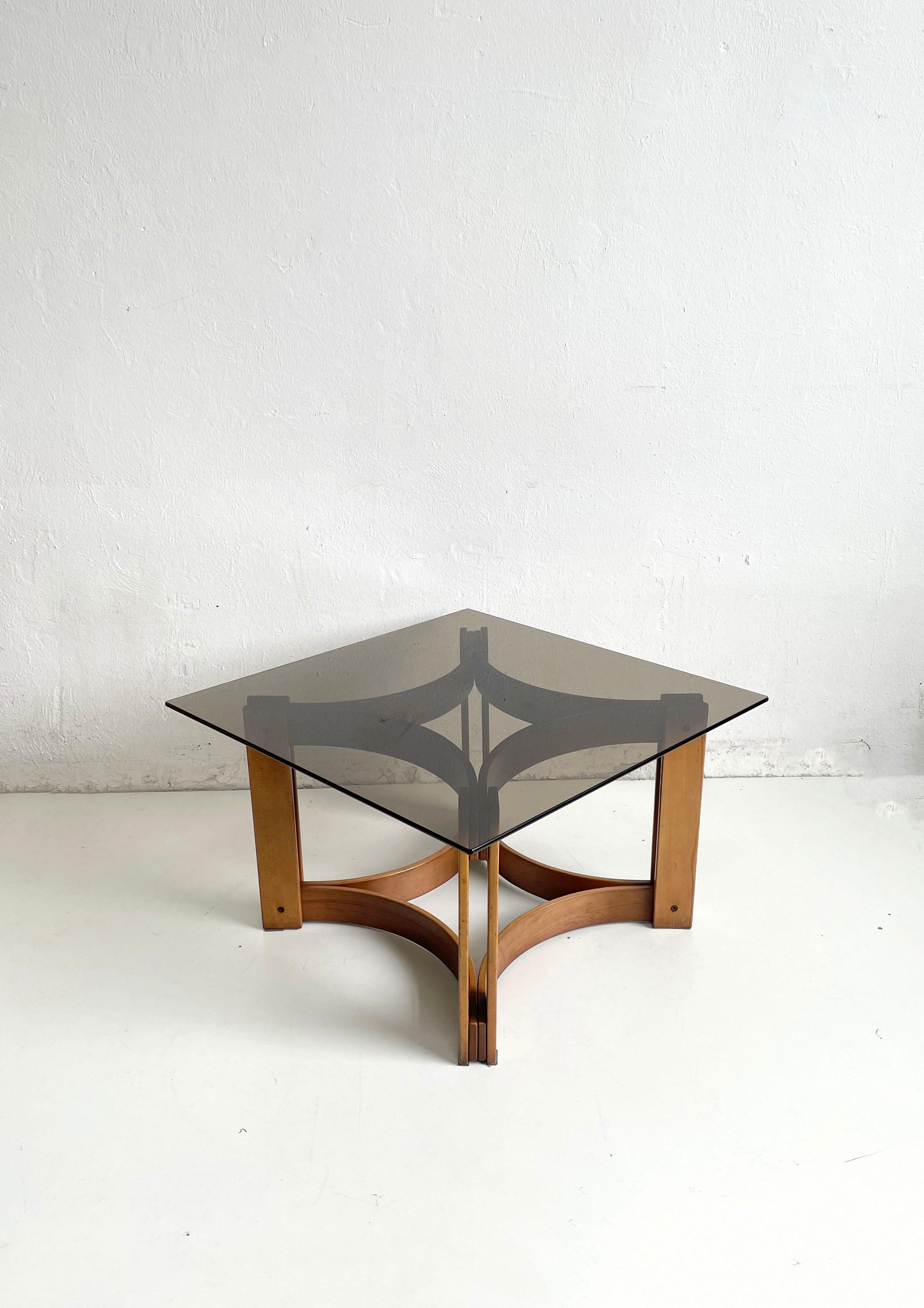 Mid Century Scandinavian Sculptural Bentwood and Glass Coffee Table 2