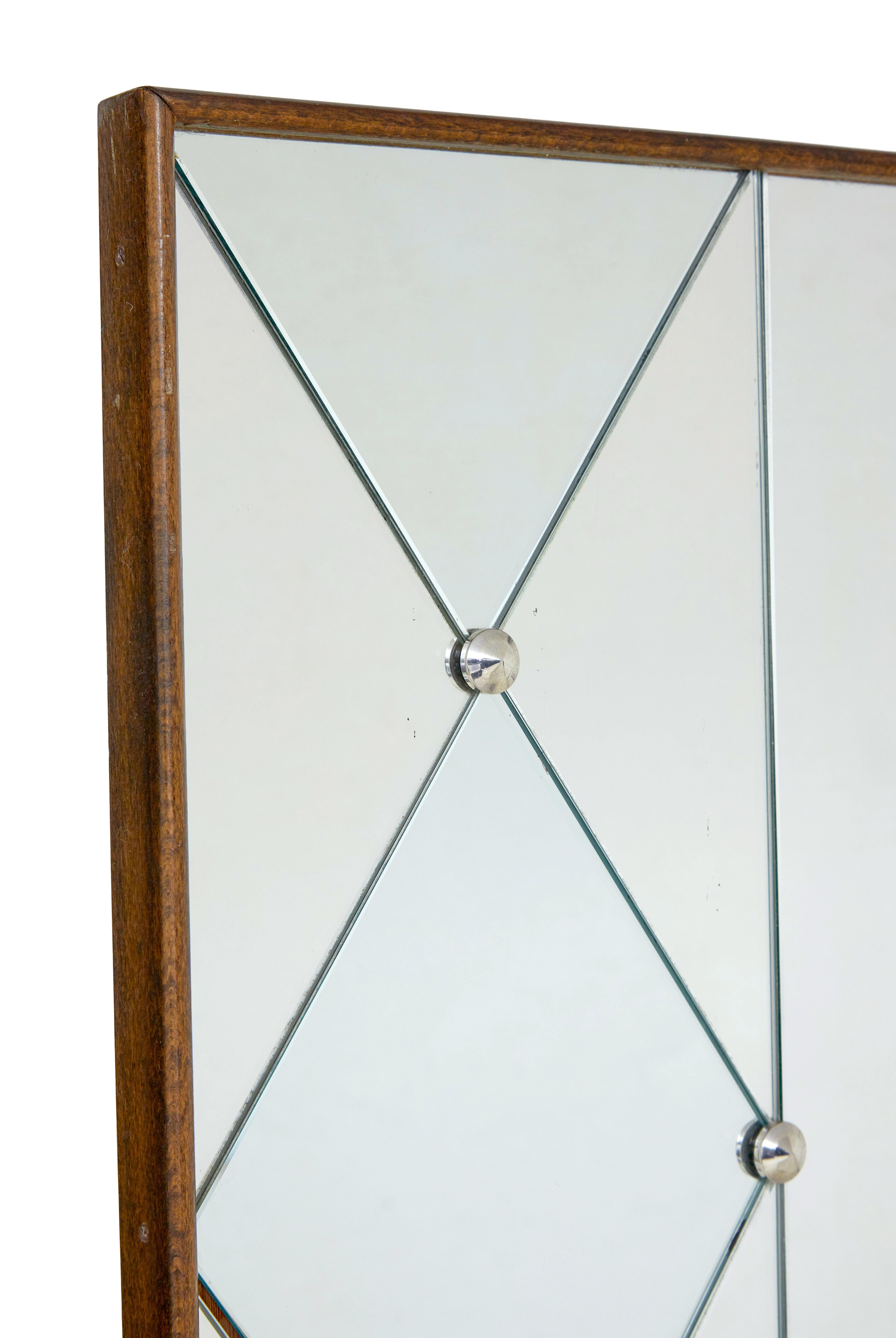 Mid-Century Modern Mid century Scandinavian segmented harlequin mirror For Sale