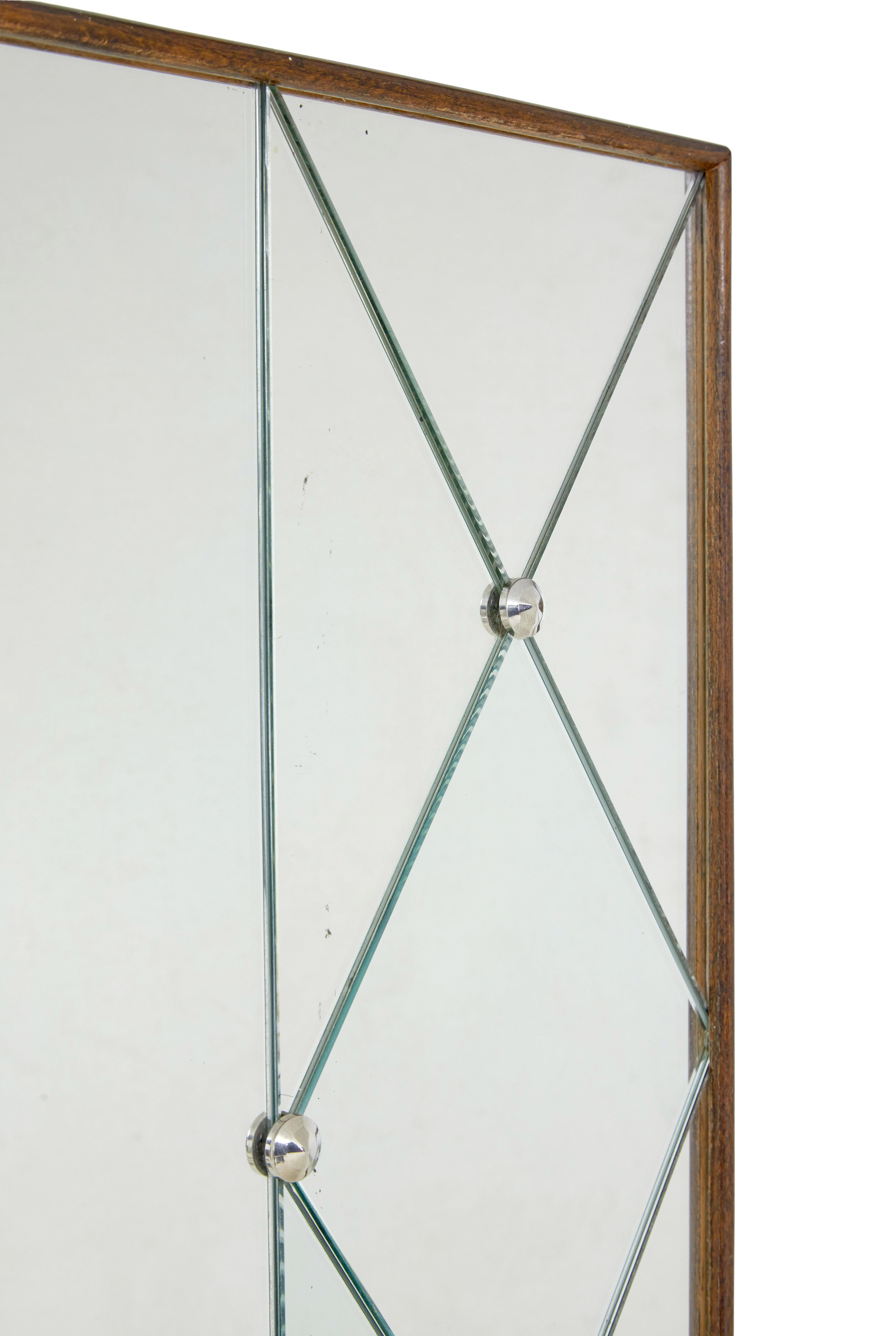 Swedish Mid century Scandinavian segmented harlequin mirror For Sale