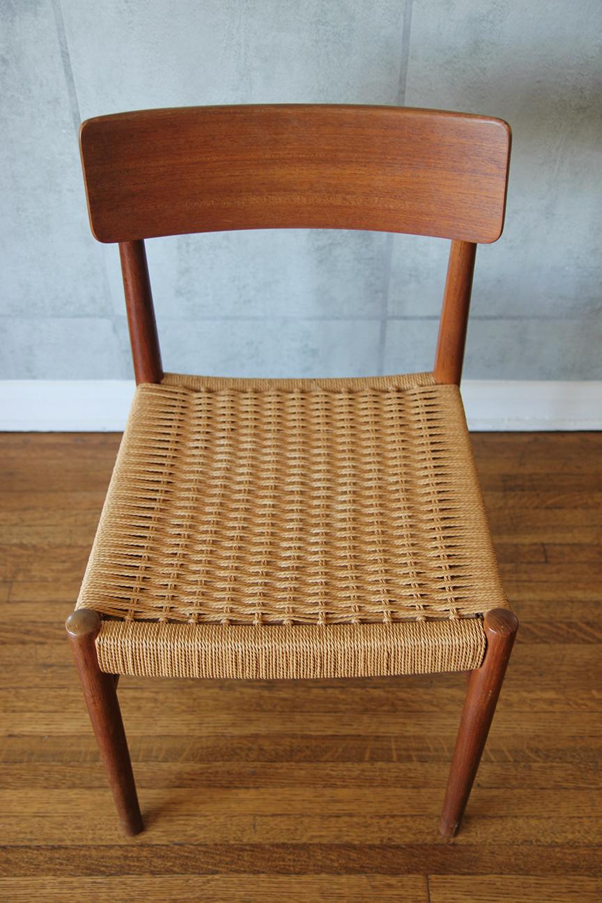 Set di 4 sedie da pranzo scandinave del metà del secolo scorso di Niels O Moller con sedute in corda in vendita 2