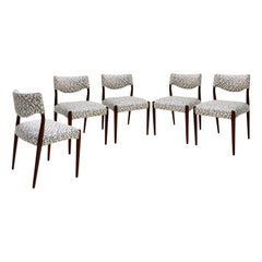 Set di cinque sedie geometriche in mogano del Mid-Century Scandinavo, Danimarca, 1950