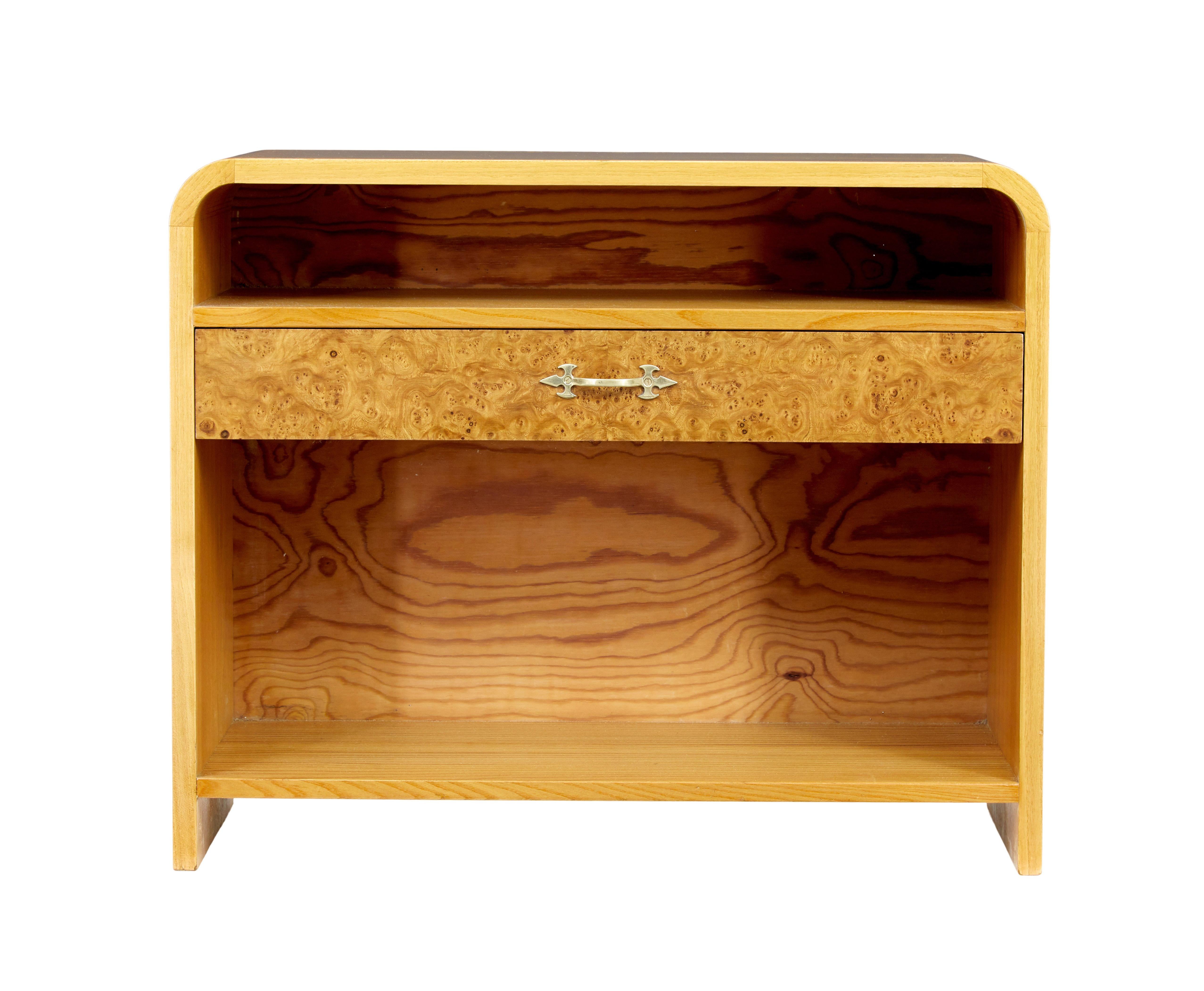 Swedish Mid century Scandinavian shaped birch bedside table For Sale