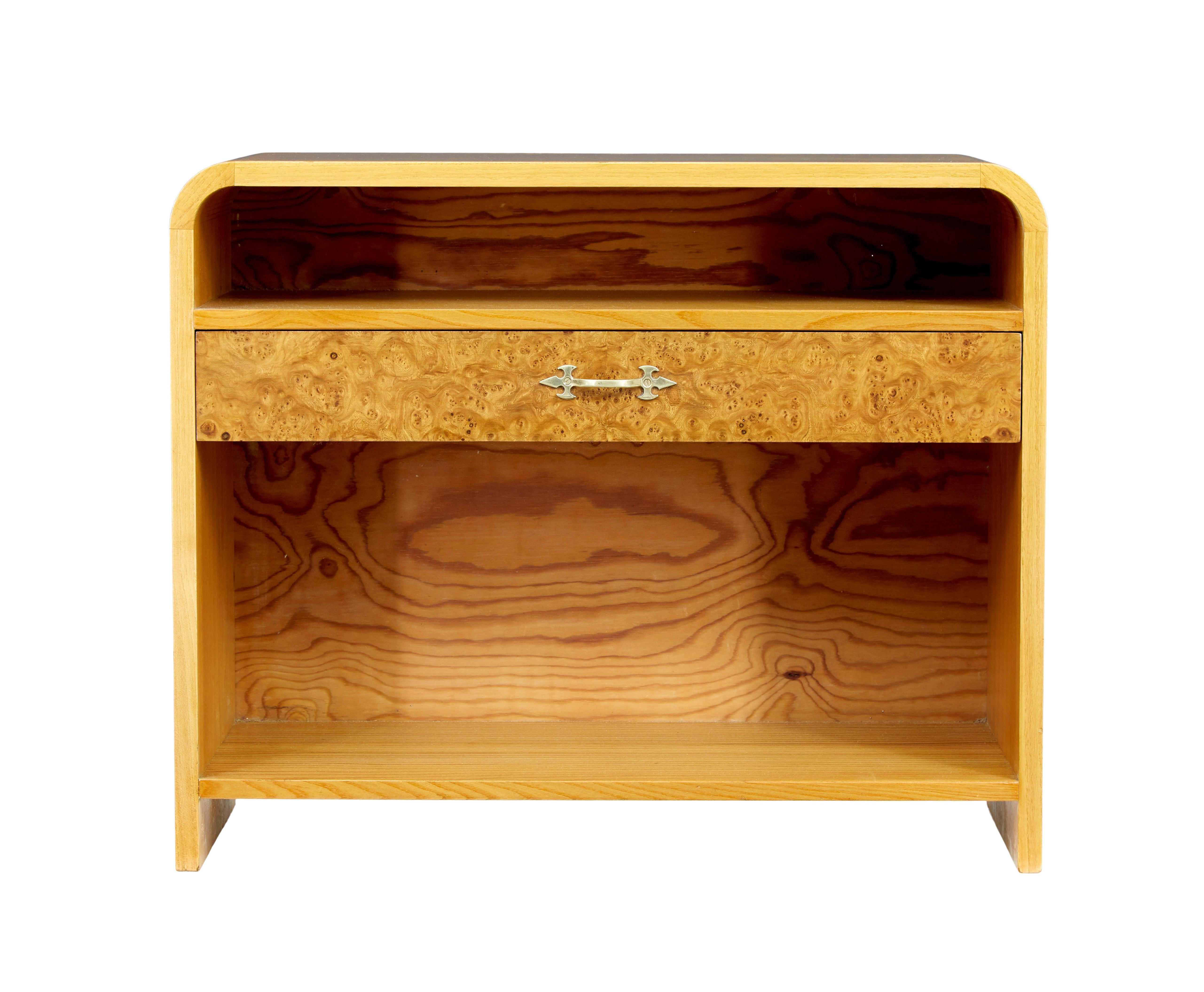 Swedish Mid century Scandinavian shaped birch bedside table For Sale