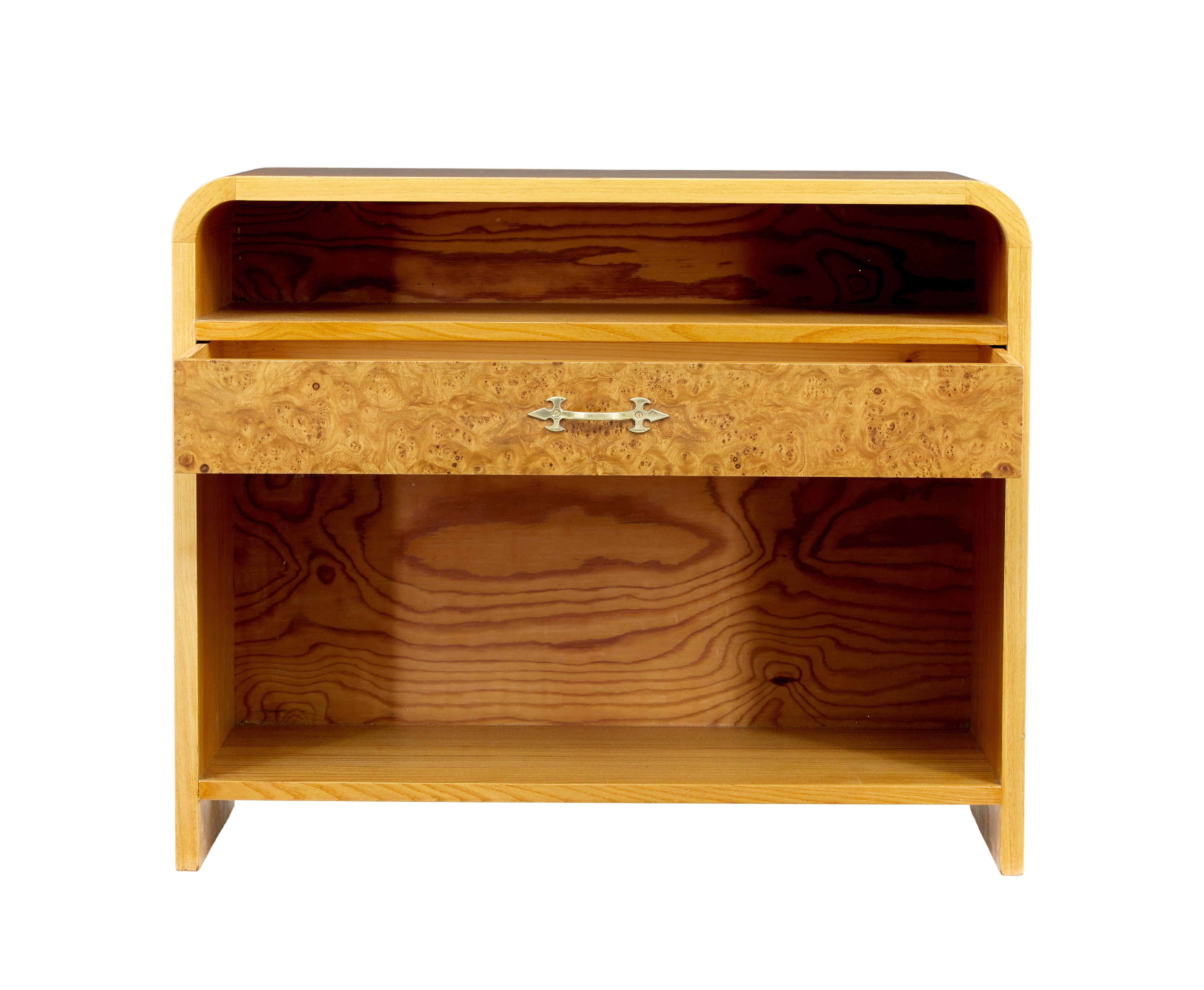 Hand-Crafted Mid century Scandinavian shaped birch bedside table For Sale