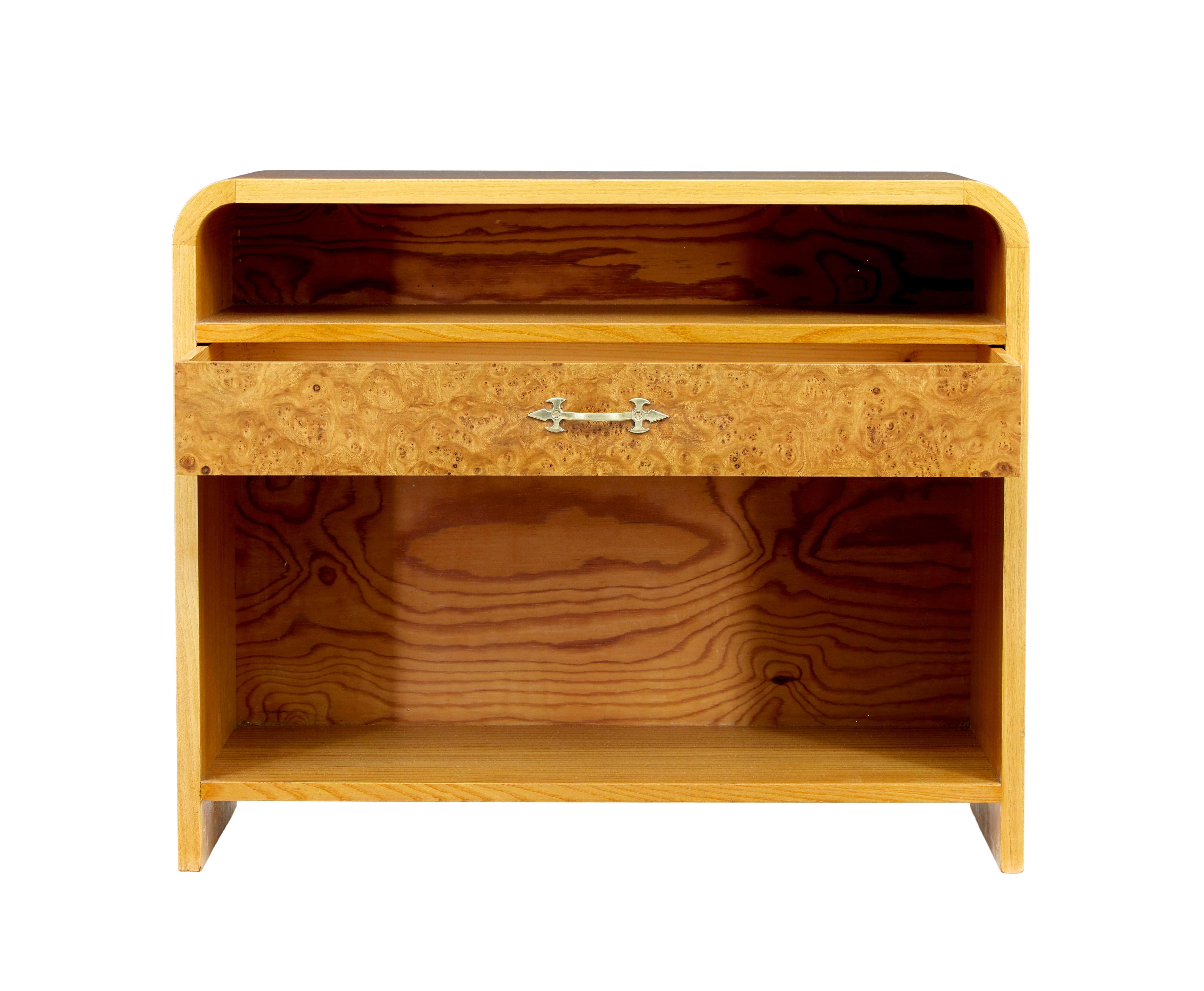 Hand-Crafted Mid century Scandinavian shaped birch bedside table For Sale