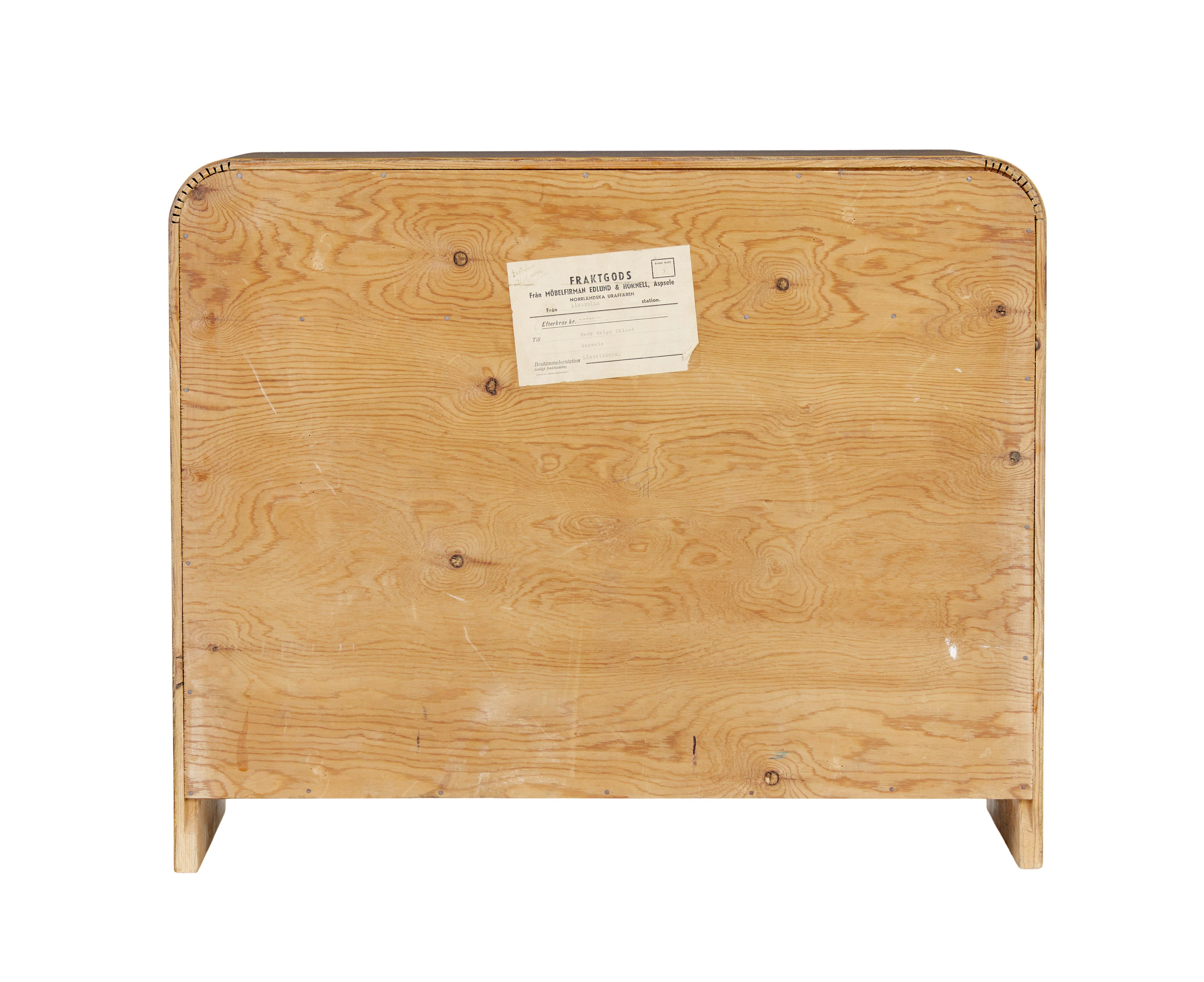 20th Century Mid century Scandinavian shaped birch bedside table For Sale