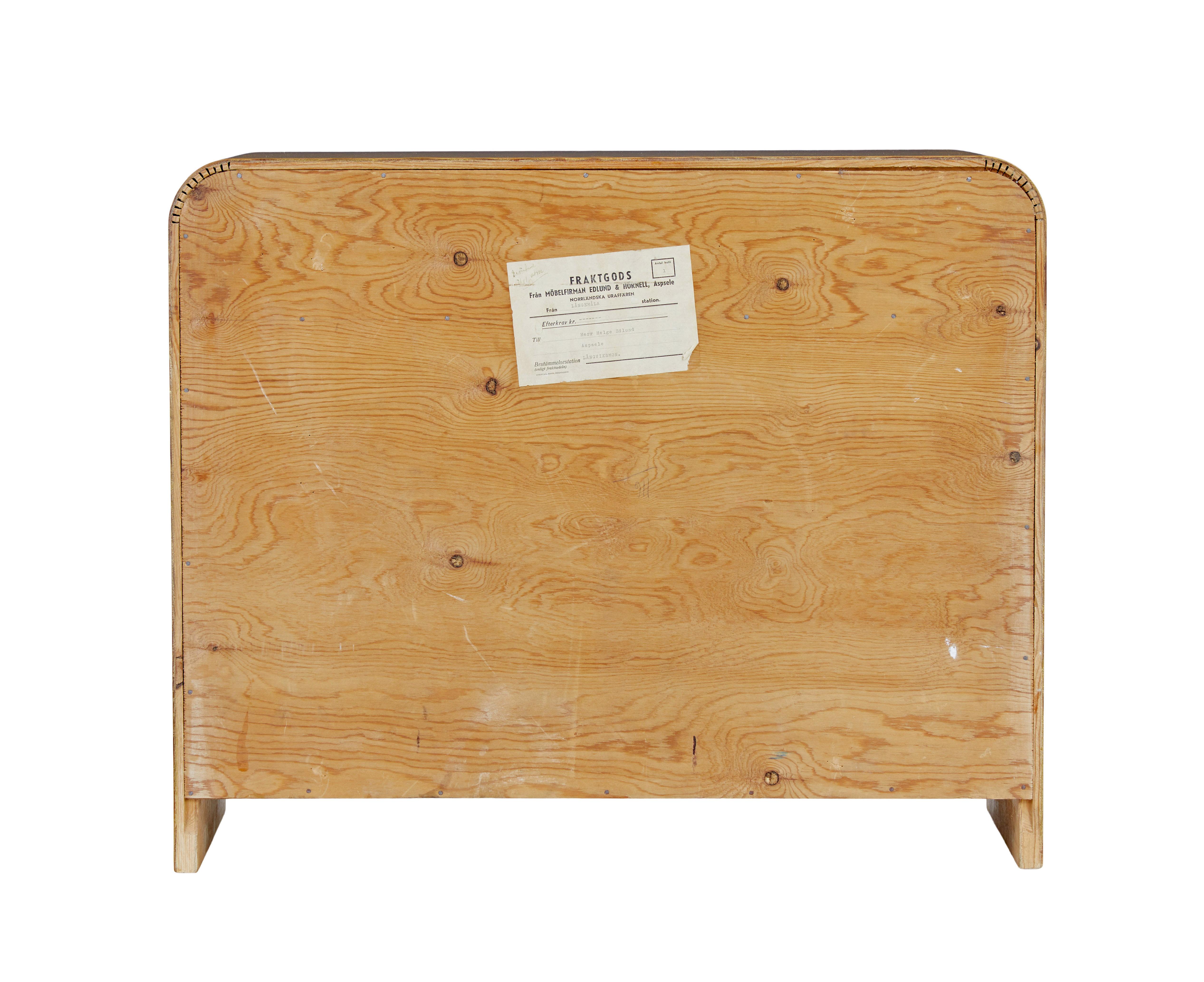 20th Century Mid century Scandinavian shaped birch bedside table For Sale