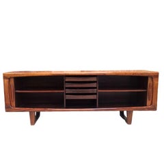 Mid century Scandinavian sideboard with revolving doors and sled legs