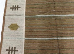 Mid-Century Scandinavian Slate Gray Flatweave Rug By Aina Kånge Signed "AK"
