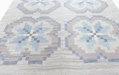 Mid-Century Scandinavian Slate Gray Flatweave Rug Rölakan By Ingegerd Silow