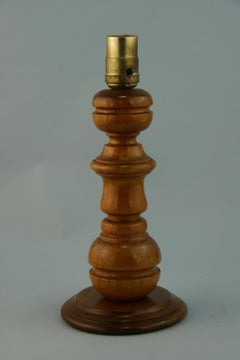 Mid Century Scandinavian Small Hand Turned Wood Lamp
