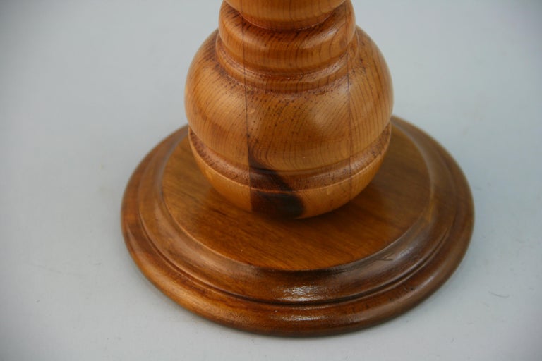Mid Century Scandinavian Small Hand Turned Wood Lamp For Sale 2