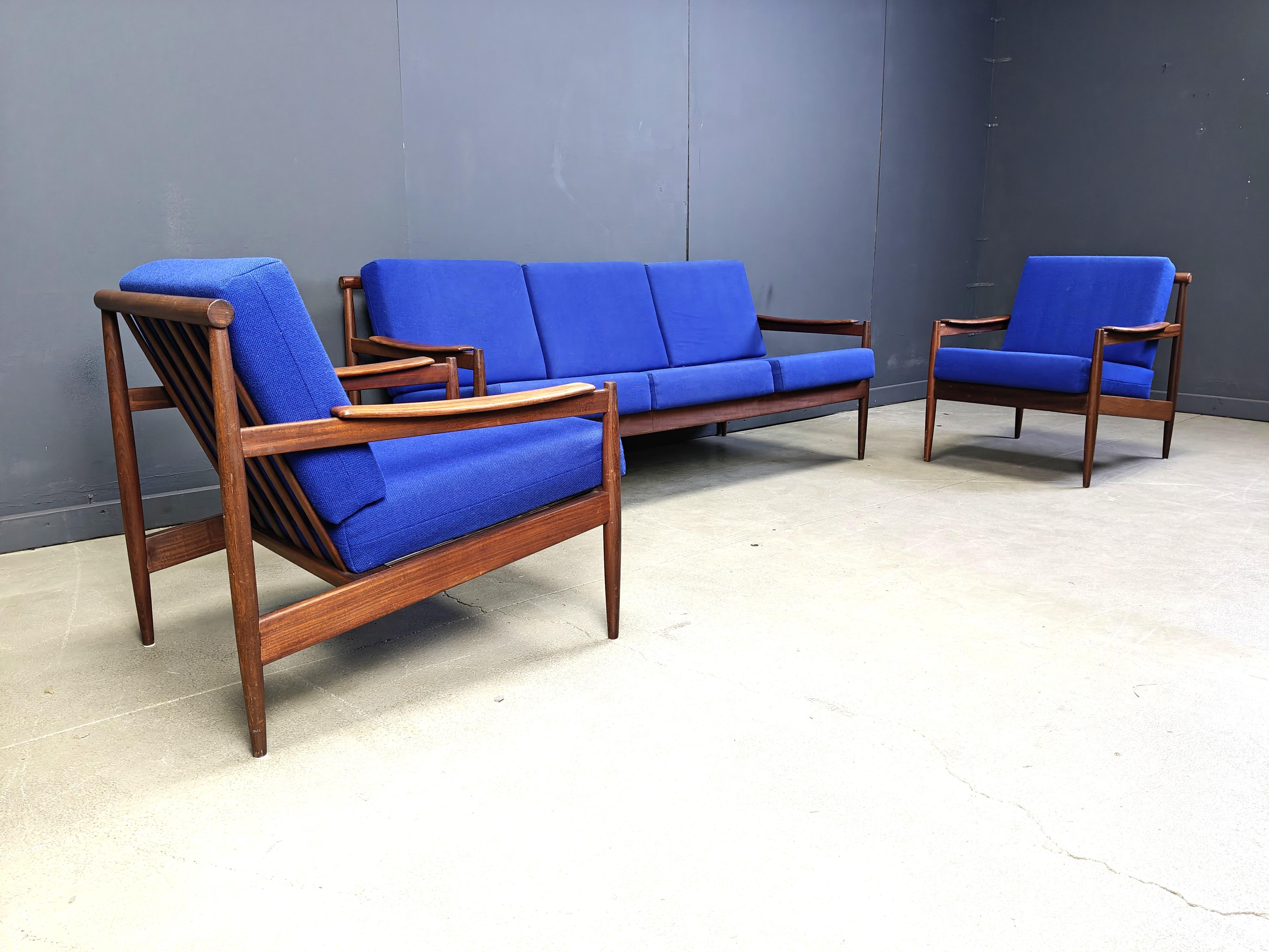 Fabric Mid century scandinavian sofa set, 1960s For Sale
