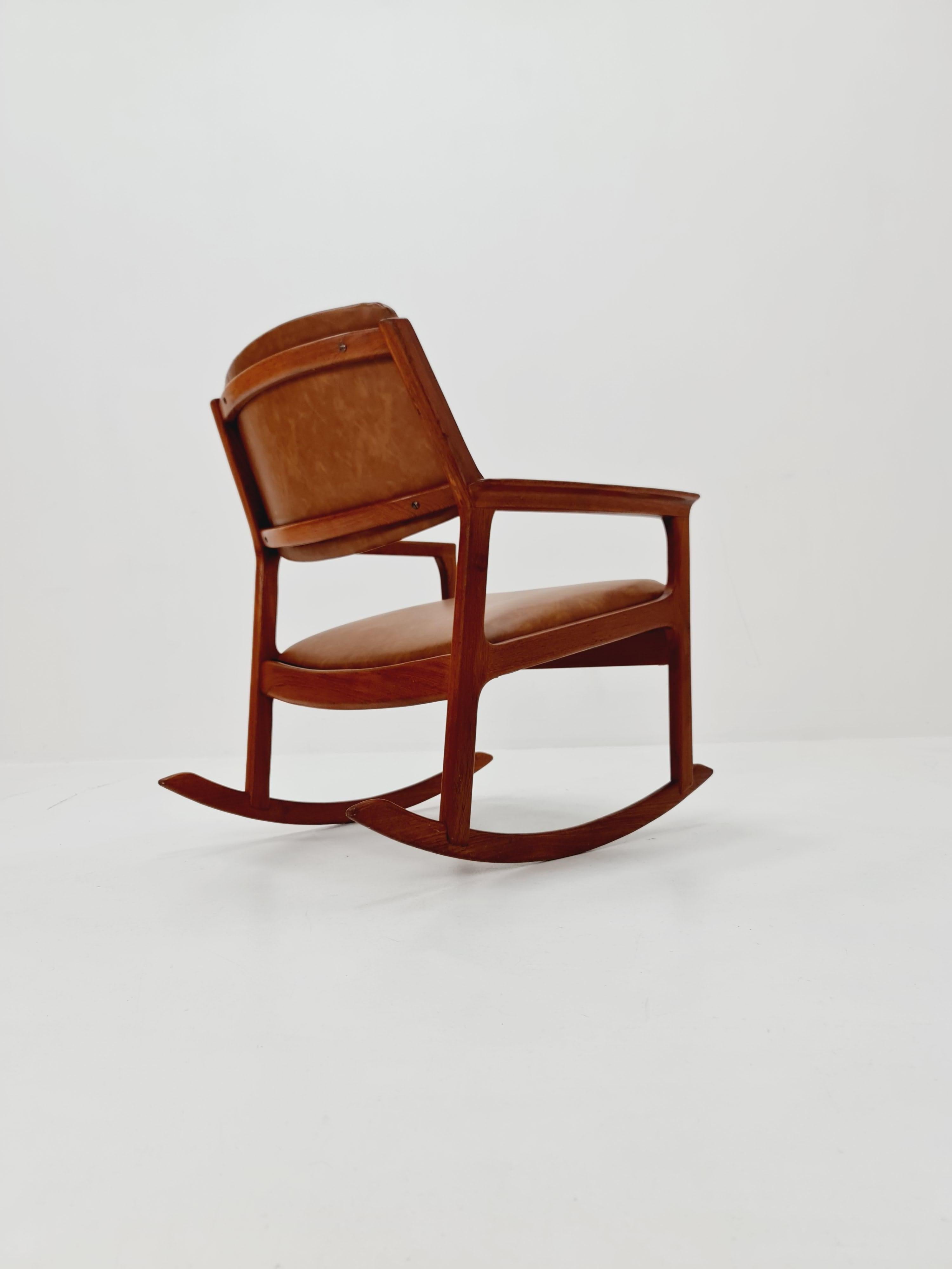Suédois Rocking Chair en teck massif scandinave du milieu du siècle par Bröderna Andersson, 1960s