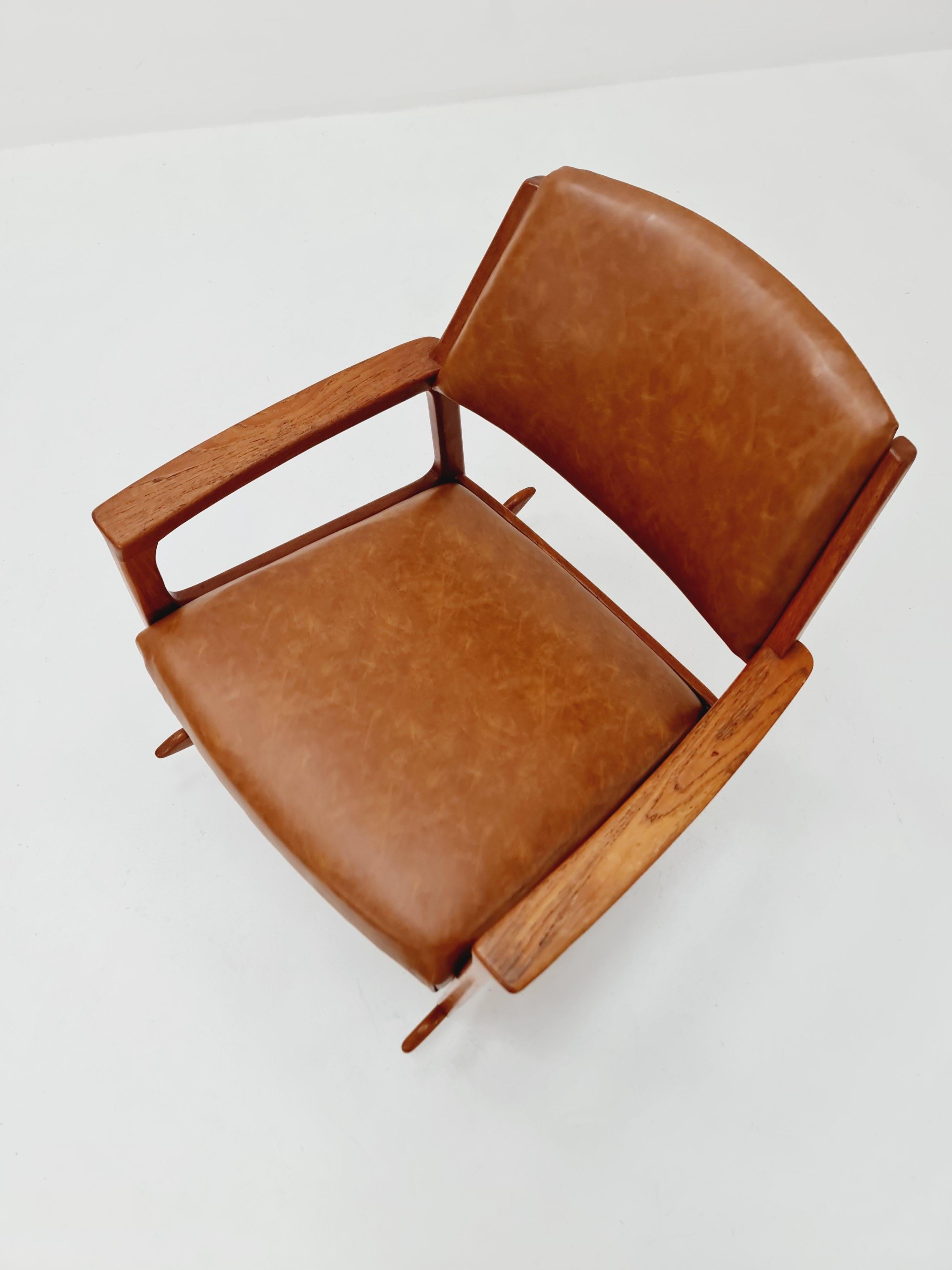 Tissu Rocking Chair en teck massif scandinave du milieu du siècle par Bröderna Andersson, 1960s