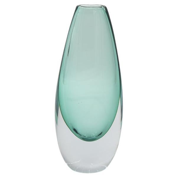 Vase en verre d'art scandinave Sommerso Azure vintage, moderne du milieu du siècle dernier, années 1950