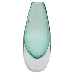 Vintage Mid-Century Modern Scandinavian Sommerso Azure Art Glass Vase, 1950s