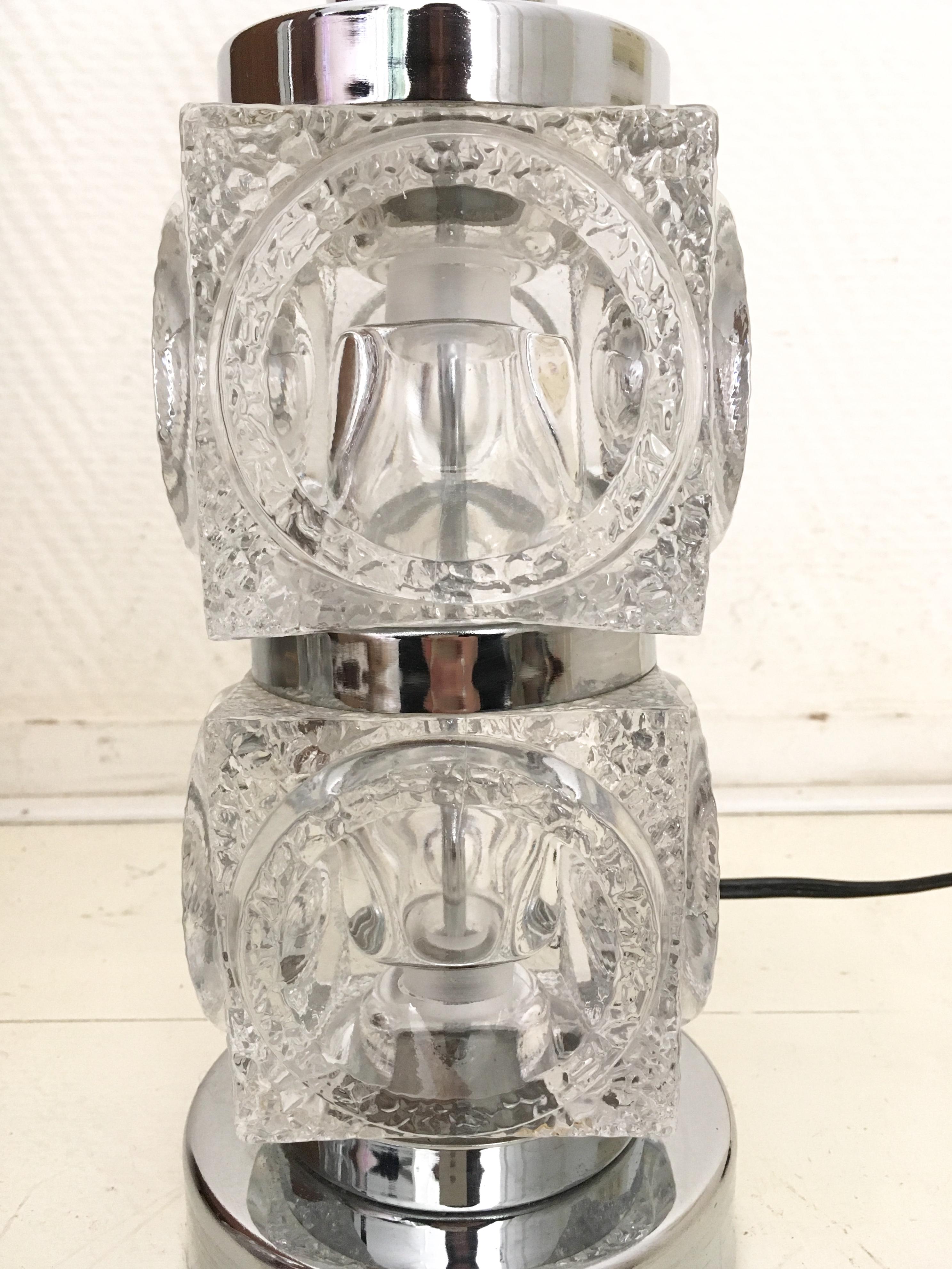 German Peil & Putzler Stacked Glass Ice Cubes Lamp Foot  For Sale