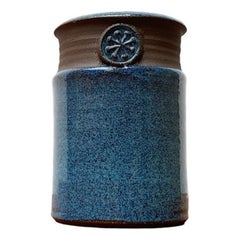 Mid-Century Scandinavian Studio Pottery Vase with Seal Ornament, 1960s