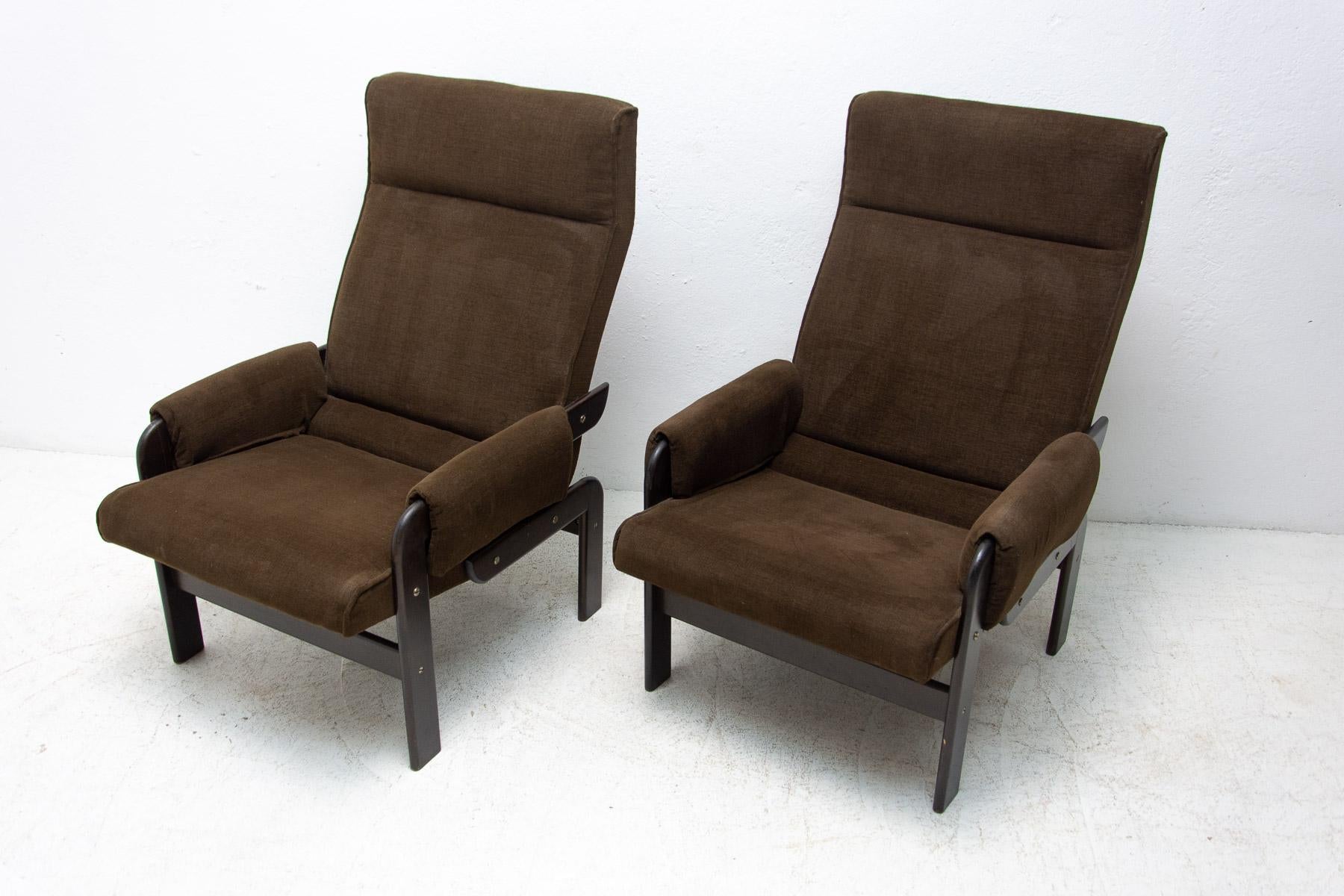Fabric Mid-Century Scandinavian Style Armchairs, 1970's For Sale