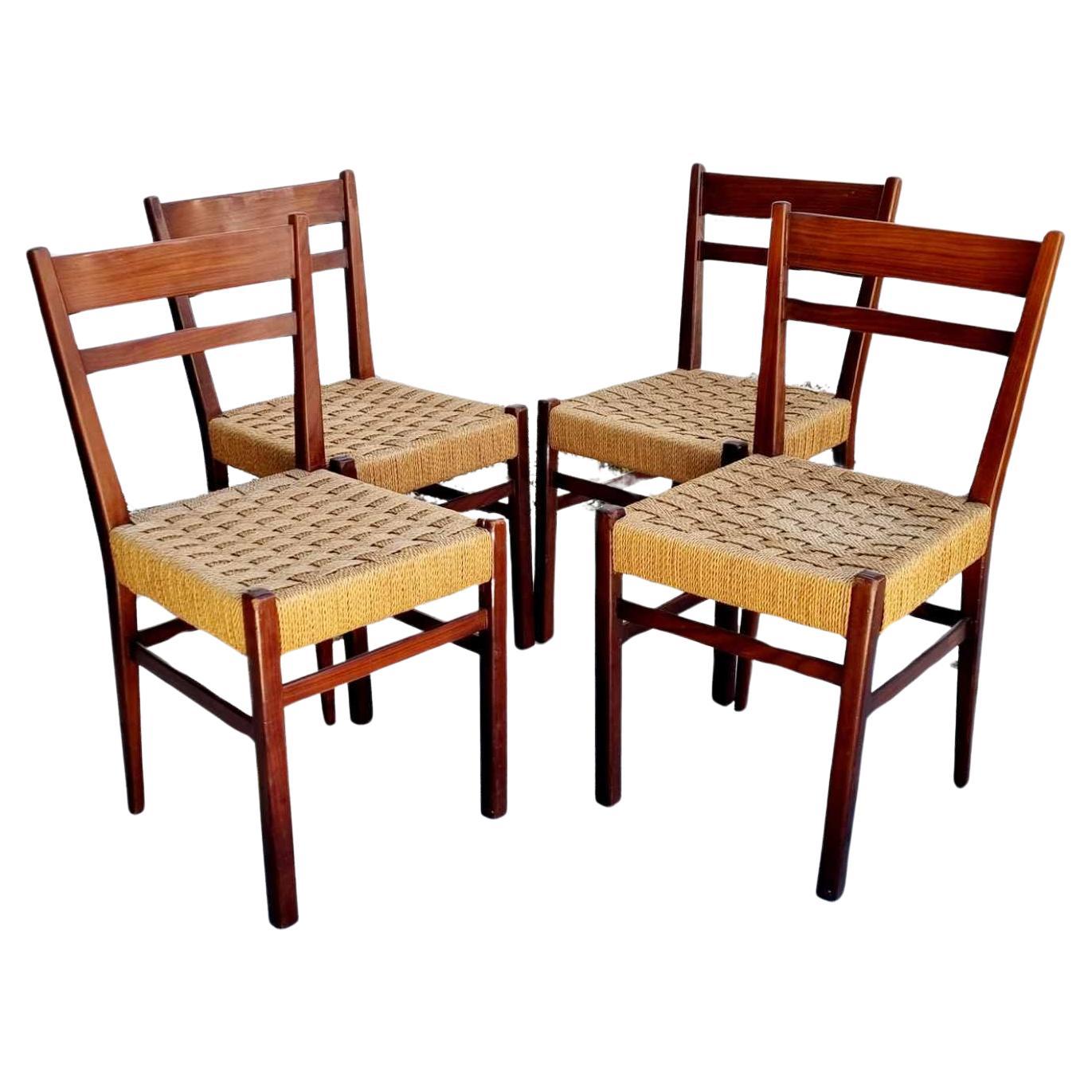 Mid-Century Scandinavian Style Dining Chairs, Italy, 1960s, Set of 4 For Sale