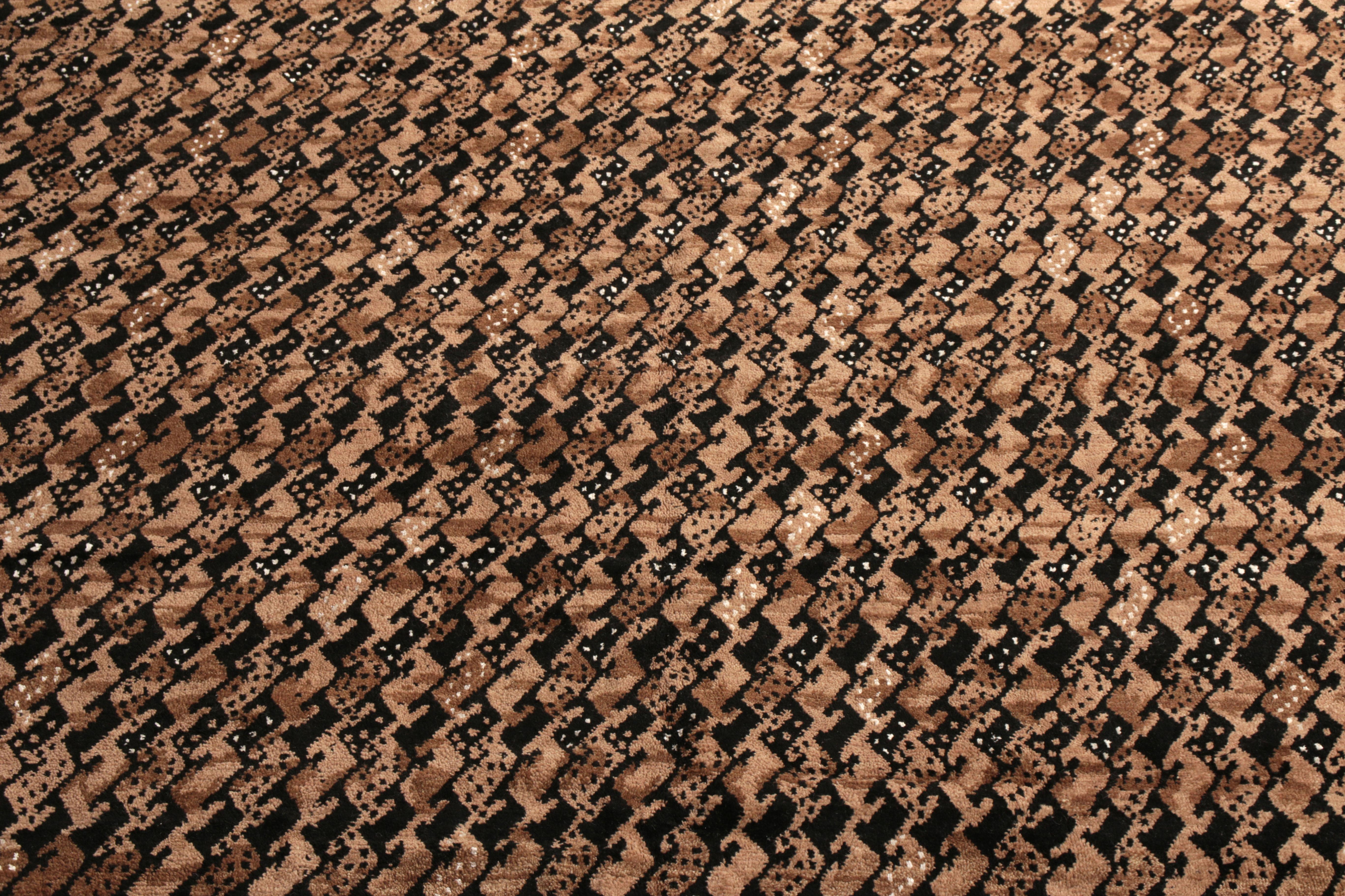 Scandinave moderne Tapis & Kilim's - Tapis de style scandinave du milieu du siècle dernier à motif noir beige-marron en vente