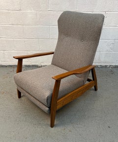 Mid-Century Scandinavian Style Walnut Reclining Lounge Chair