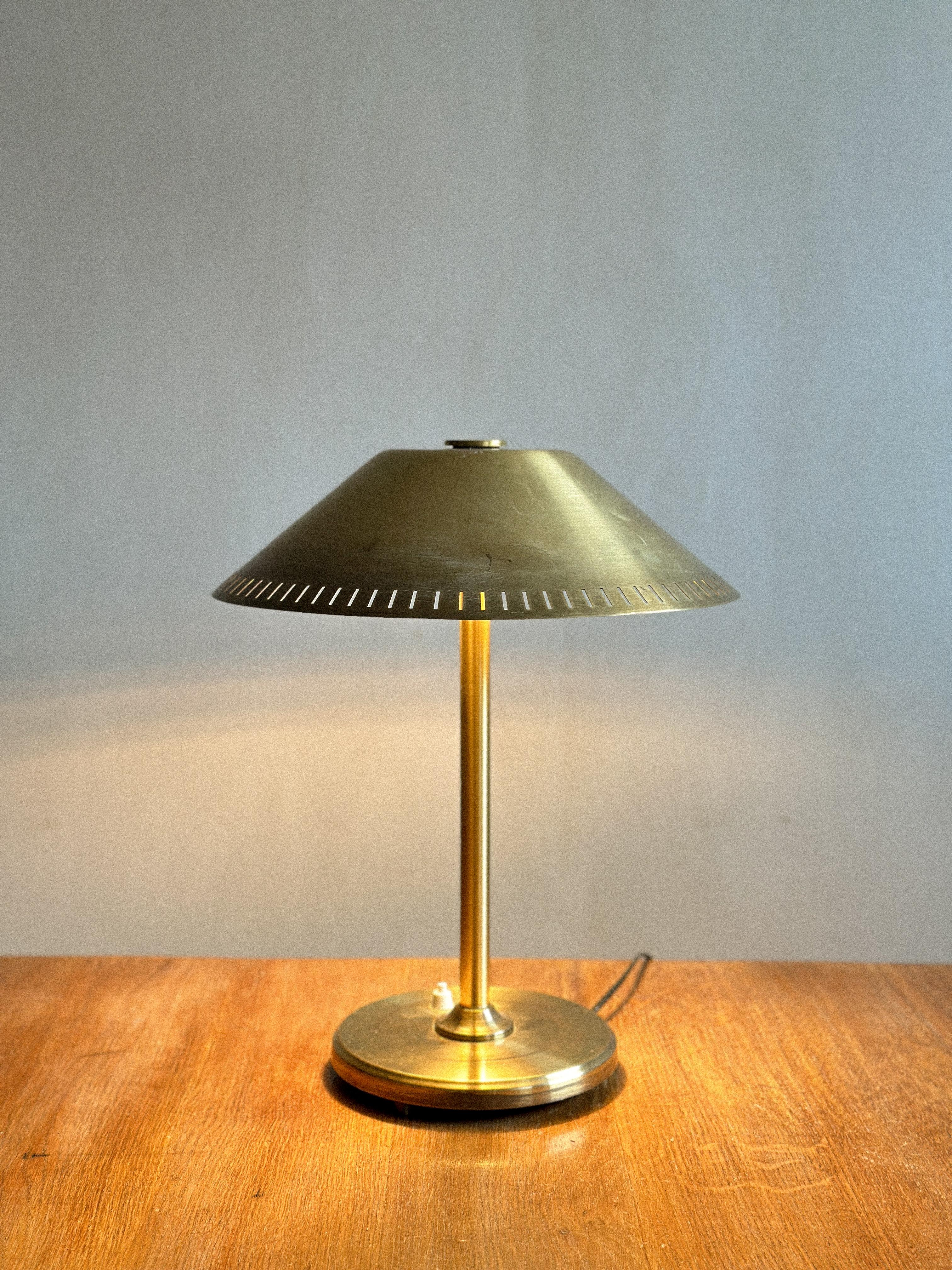 20th Century Mid-Century Scandinavian Table Lamp in Brass, 1950s