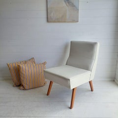 Mid Century Scandinavian Teak And Vinyl Lounge Chair cocktail bedroom chair  60s