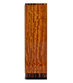 Mid century Scandinavian teak and zebra wood low open bookcase