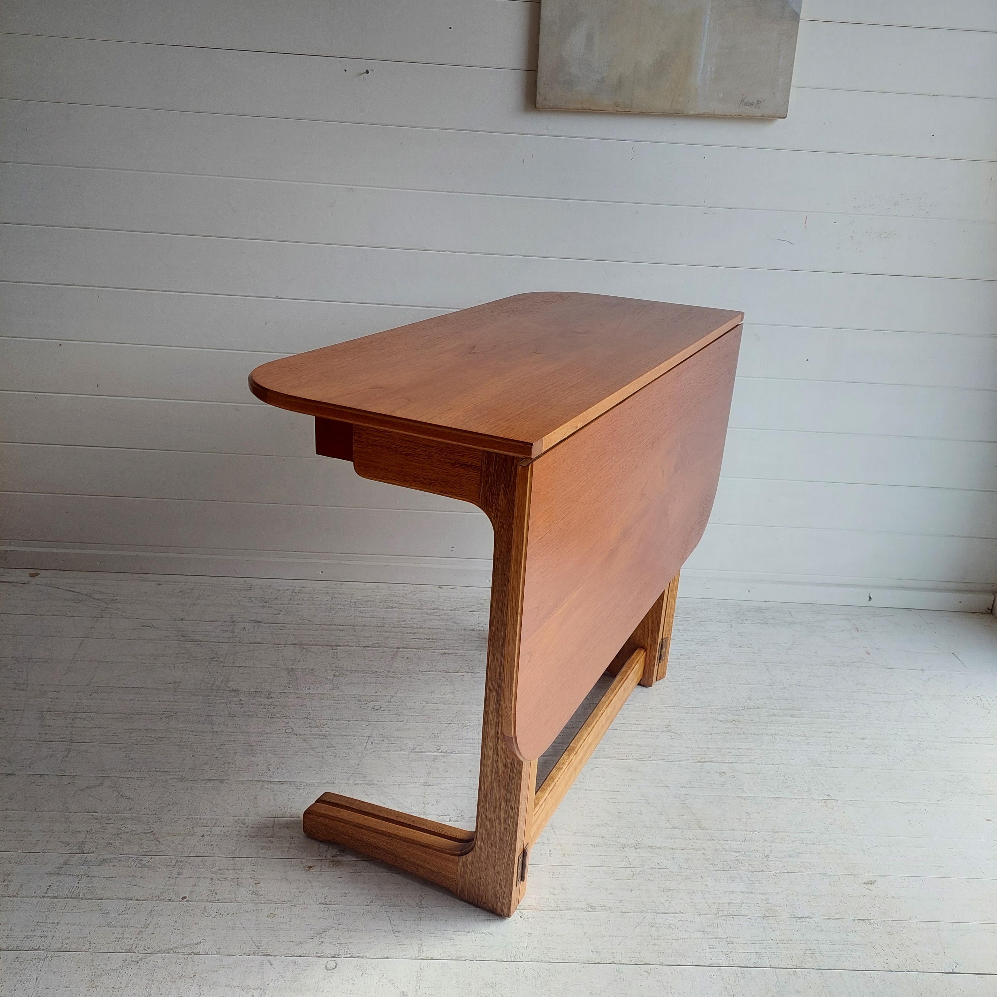 Mid Century Scandinavian Teak Console drop leaf dining table desk, 60s  5