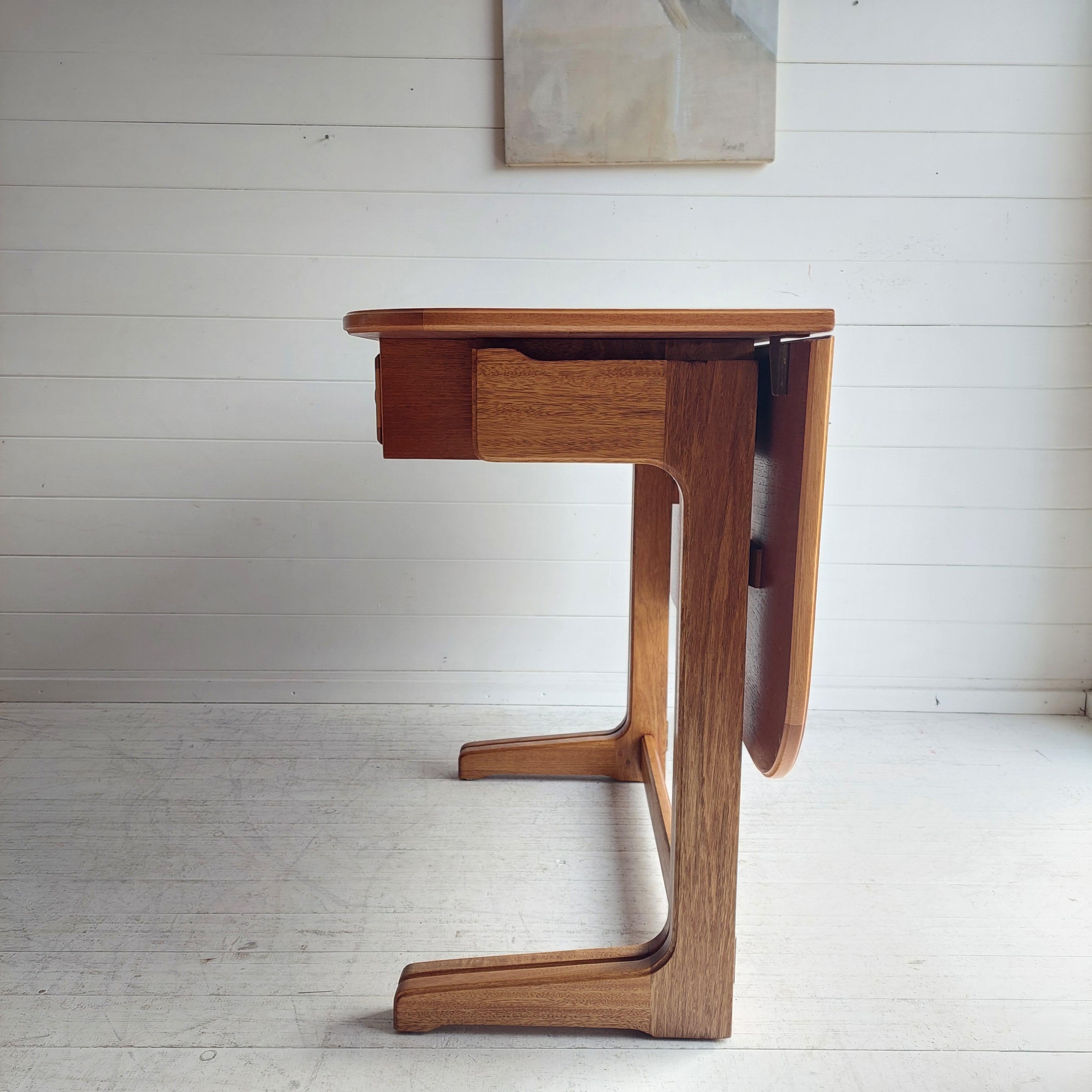 Mid Century Scandinavian Teak Console drop leaf dining table desk, 60s  6